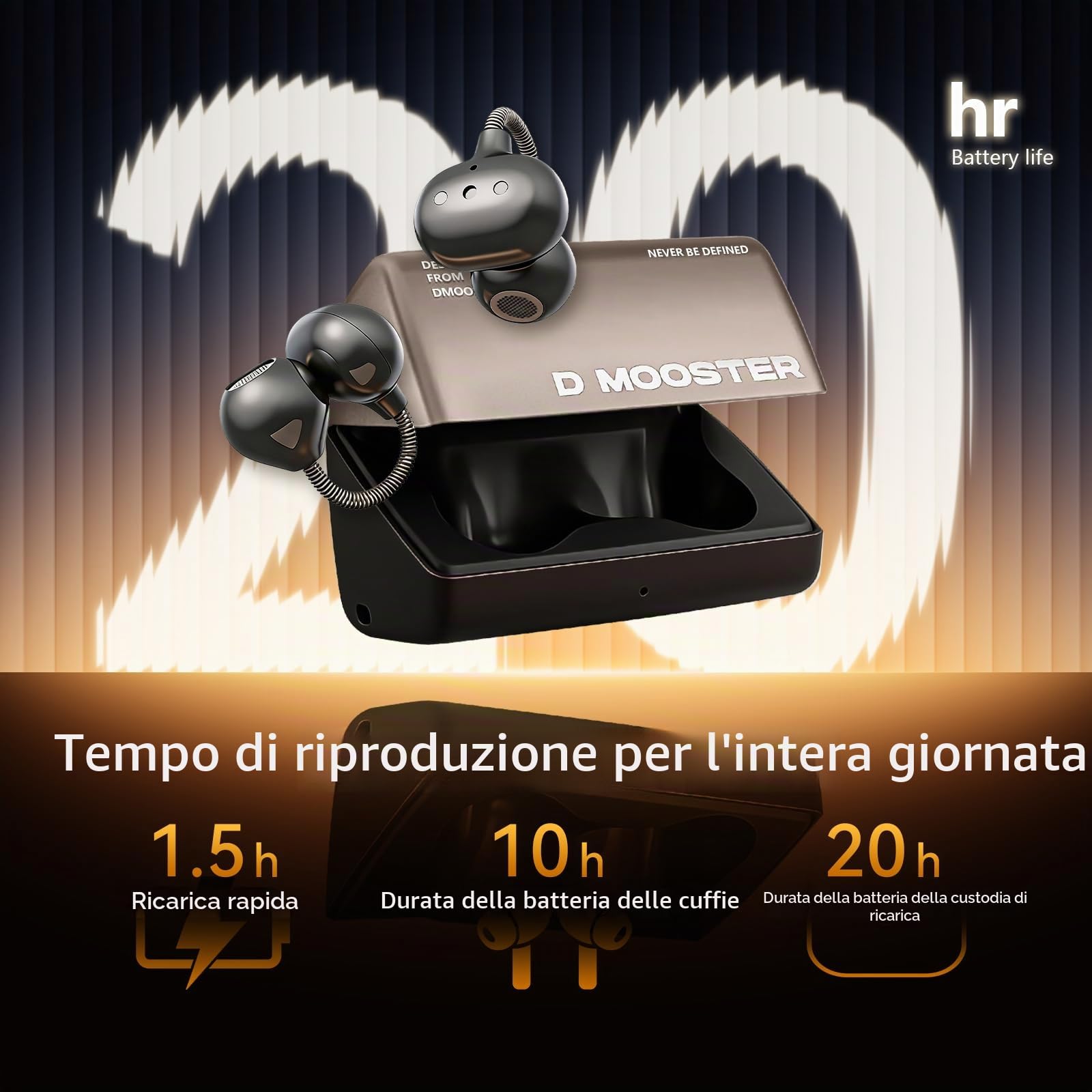 auvstar Auricolari Bluetooth open ear,Auricolari Conduzione Ossea,Cuffie Traduttore Istantaneo,Wireless Bluetooth 6.0,Durata Della Batteria di 25 ore,Supporta la Traduzione in 68 lingue (Nero)