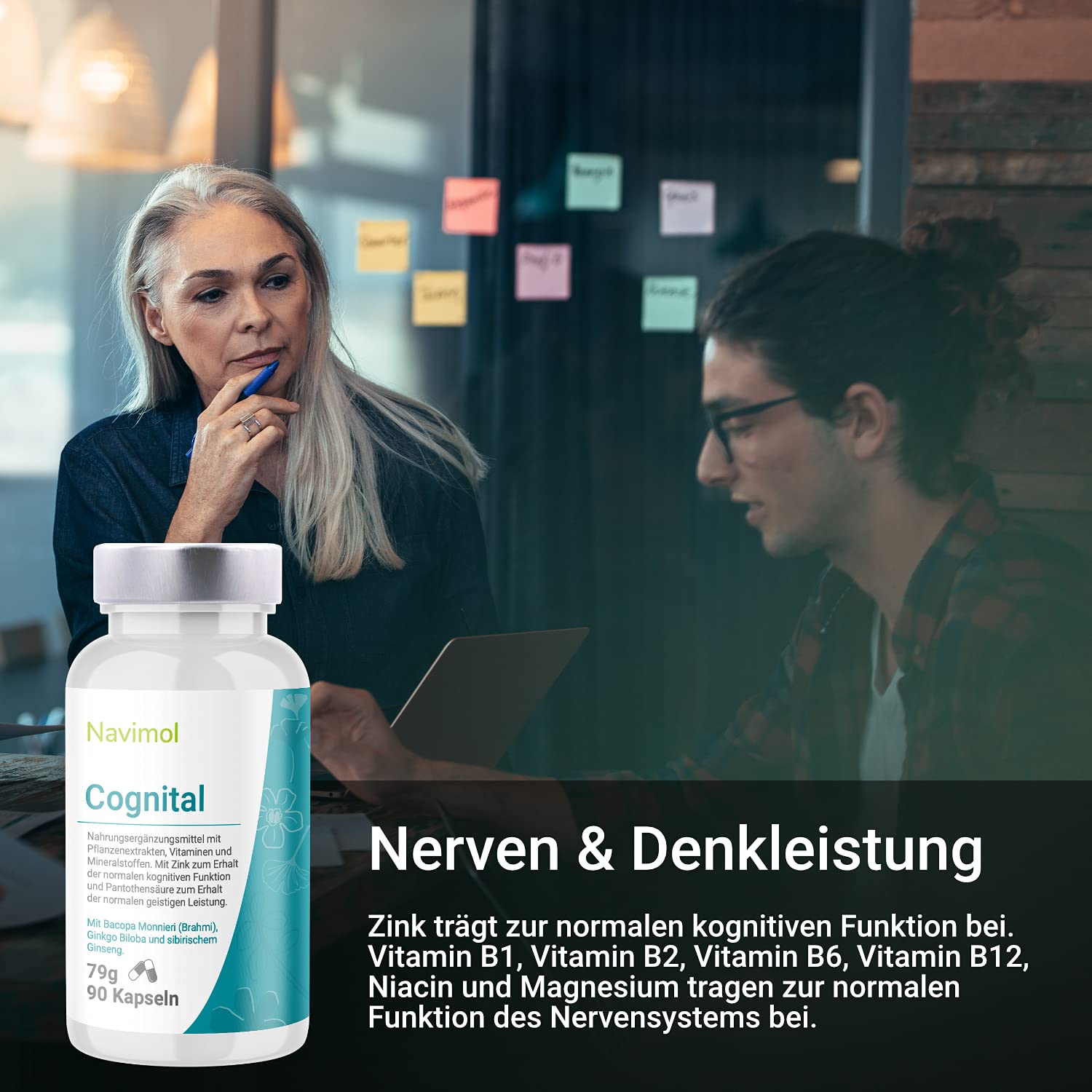 90 Kapseln Brahmi (Bacopa Monnieri Extrakt), Ginkgo Biloba, OPC Traubenkernextrakt & Sibirischer Ginseng | Natürliche Mikronährstoffe