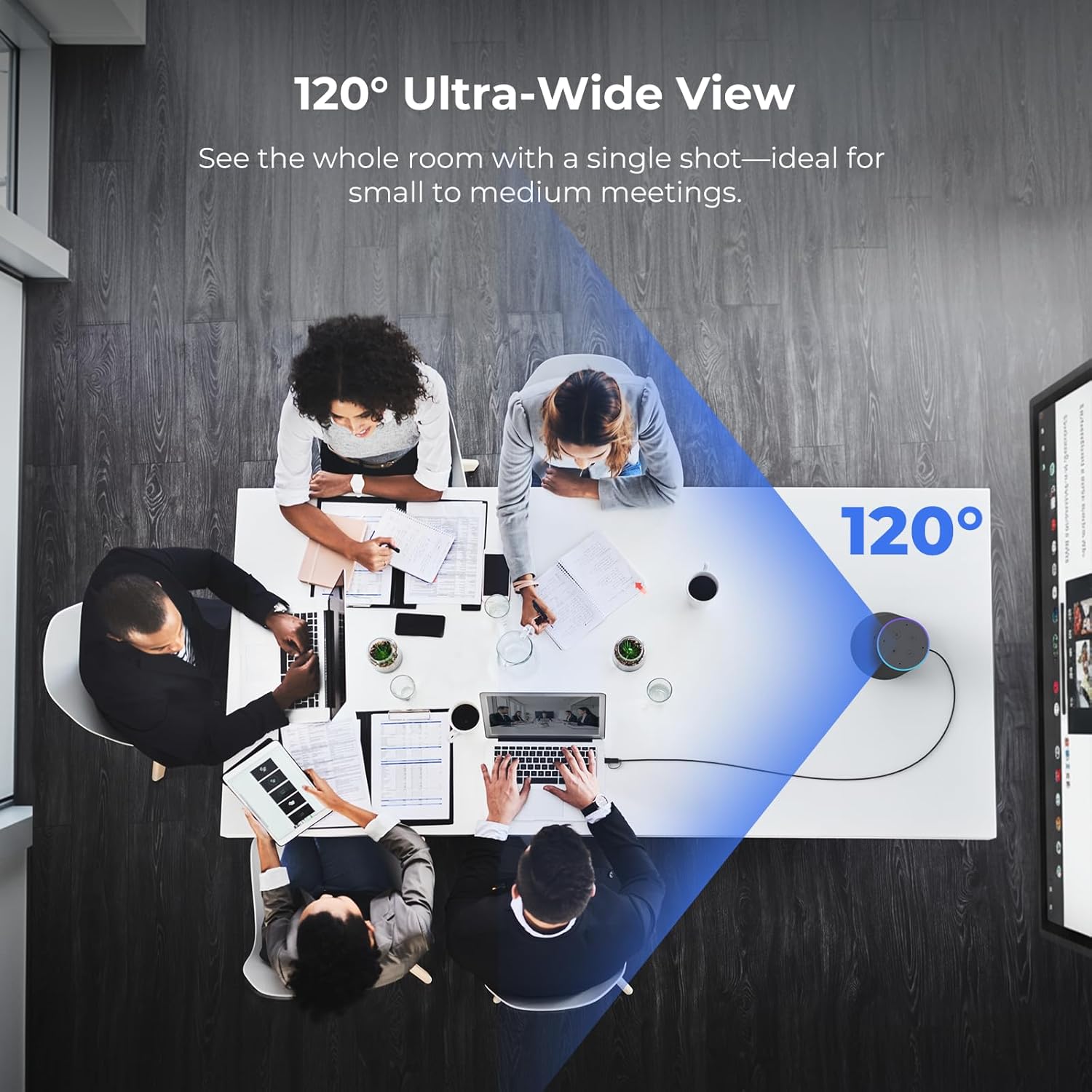 NEARITY 120 Max 4K Video Conference Camera with Microphone and Speaker, 8MP CMOS Video Conferencing System, 5X Zoom, Auto Framing, 4 Noise Cancelling Mics, 42ft Voice Pick Up for PC/Laptop/Smartboard