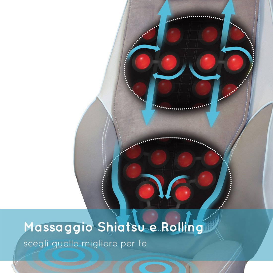 HoMedics ShiatsuMax, Sedile Massaggiante Shiatsu per Schiena, Area Lombare e Spalle, Poltrona Massaggiante Elettrica con 14 Programmi di Massaggio a Intensità Variabile, Funzione Calore, Grigio