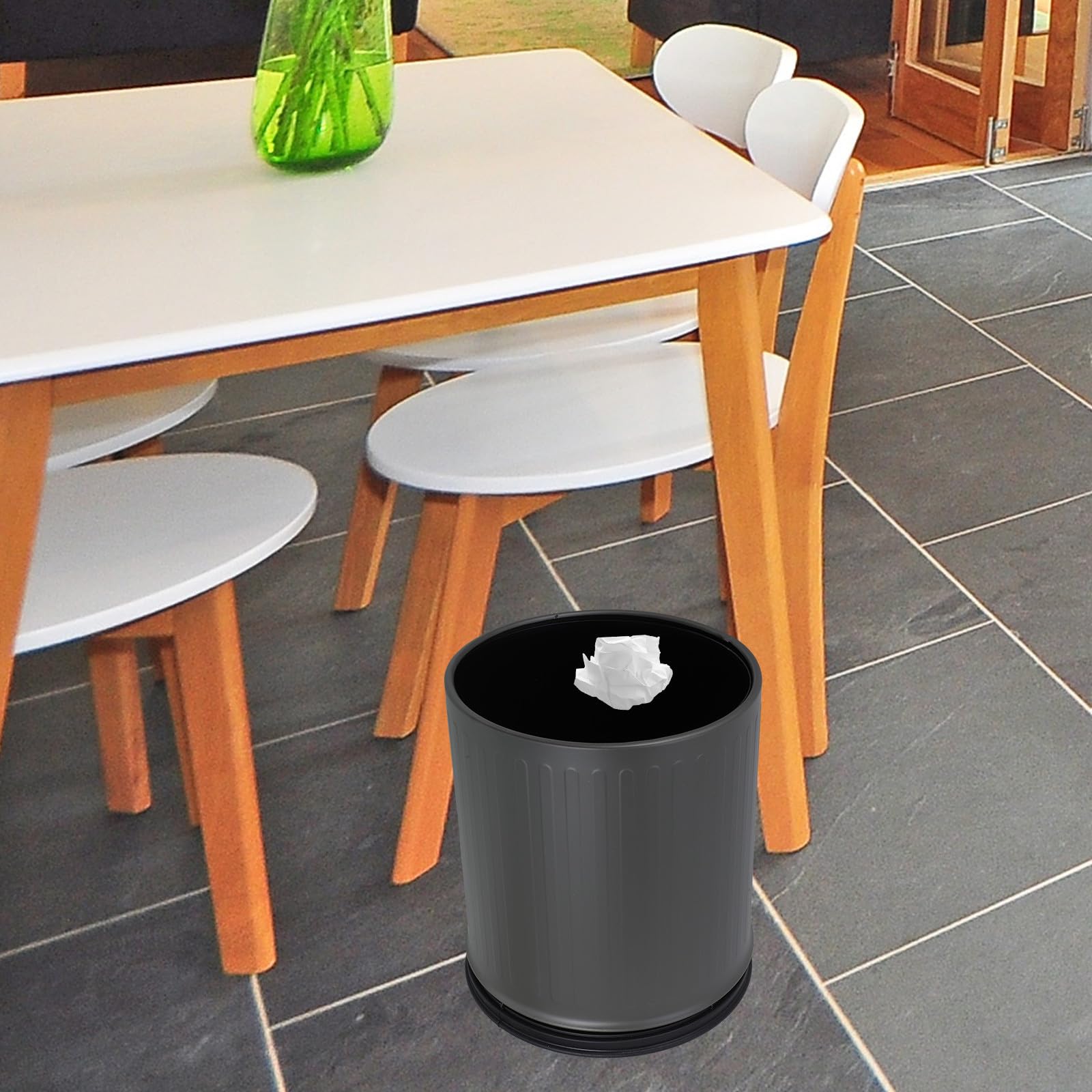 Healeved Papelera sin Tapa de 10 L de Acero al Carbono para Baño