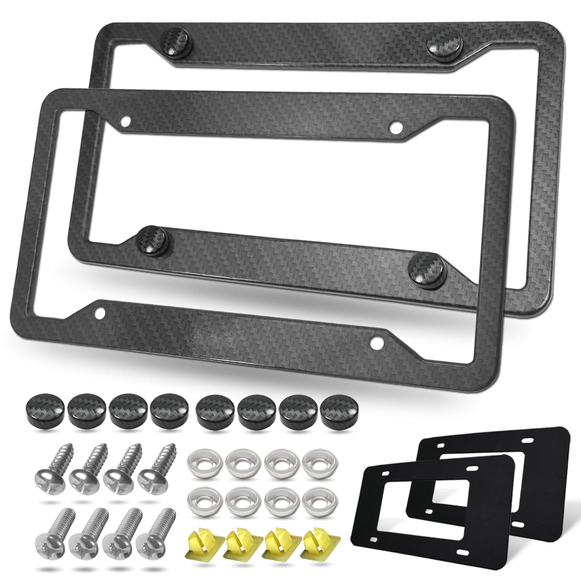 Marcos de matrícula de fibra de carbono BGGTMO soporte de aluminio negro de coche 8