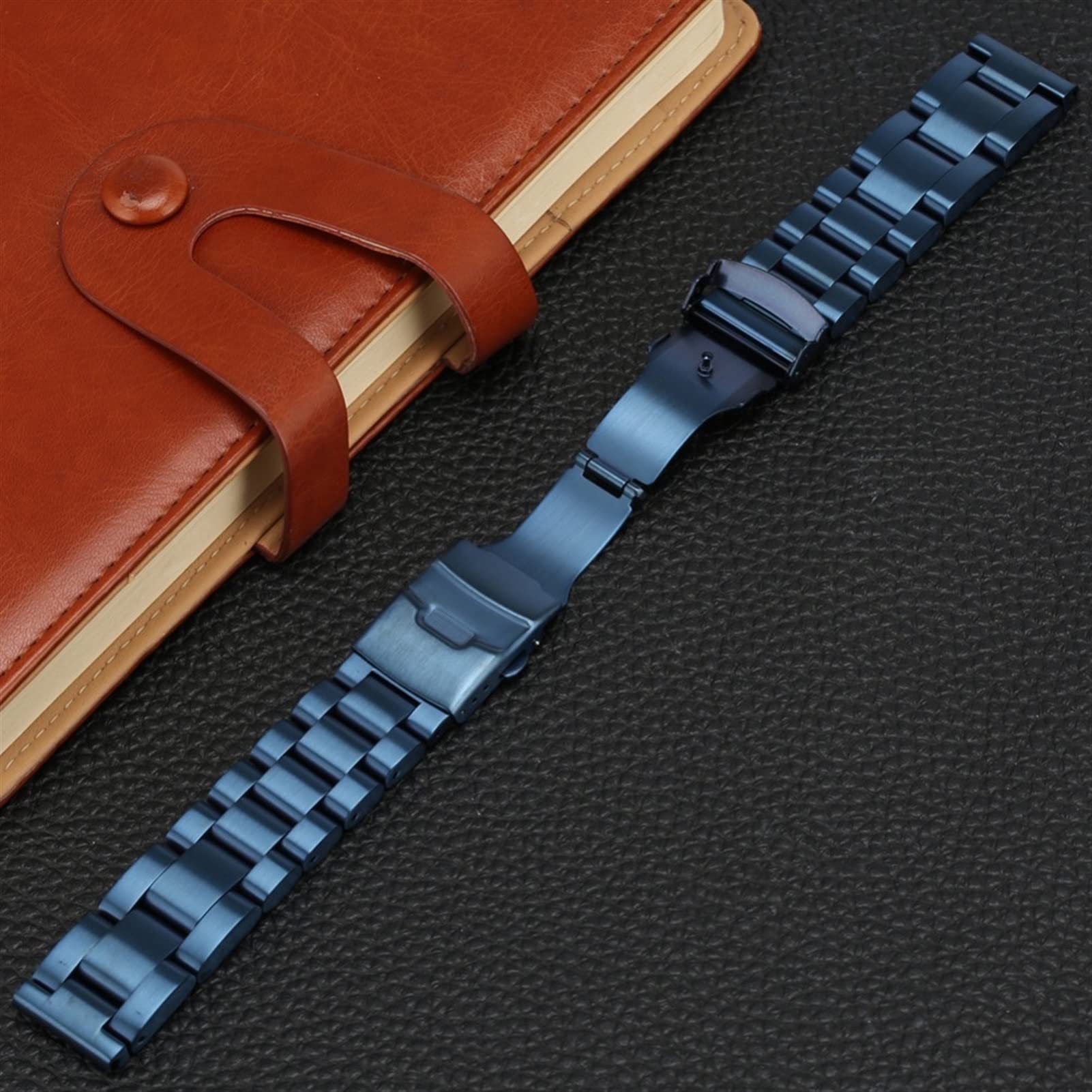 Uhrenarmband, massives Edelstahlarmband, 22 mm, 24 mm, 26 mm, Faltschließe, blaues Ersatzarmband für Herren, Zubehör / 26 mm/blau