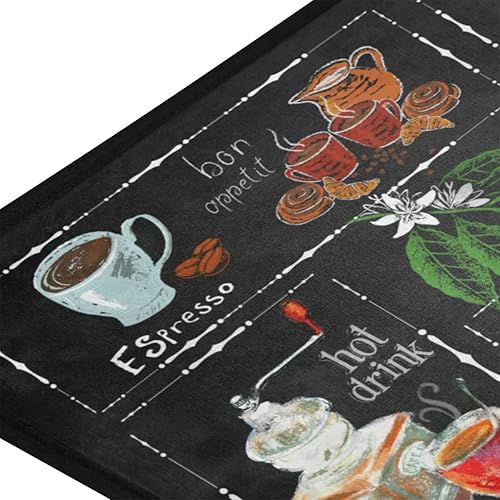 Miniatura 2 de Tapete de cocina con temática de café tapete para taza de café con respaldo de goma antideslizante lavable antifatiga para fregadero de cocina