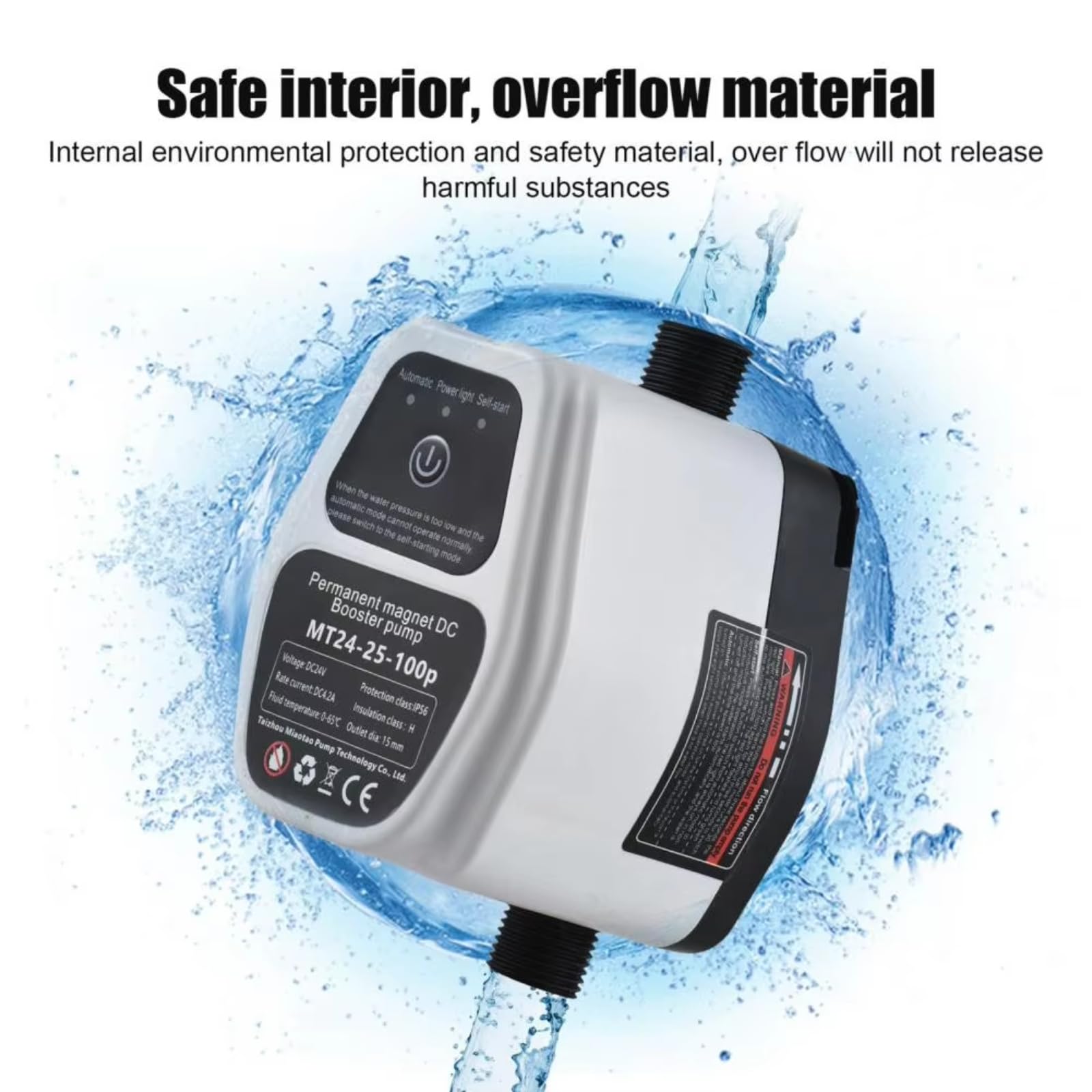 Bomba de Refuerzo de Presión de Agua, 100W 24V 25L Completo Automático Sensing Inteligente Bomba de Refuerzo de Calentador de Agua Tranquila para Sistemas de Suministro de Agua