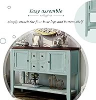 Vista 6 de Aprilsoul Mesa consola de buffet, aparador de 47.36 pulgadas con 4 cajones, 2 armarios de almacenamiento y estante inferior para sala de estar