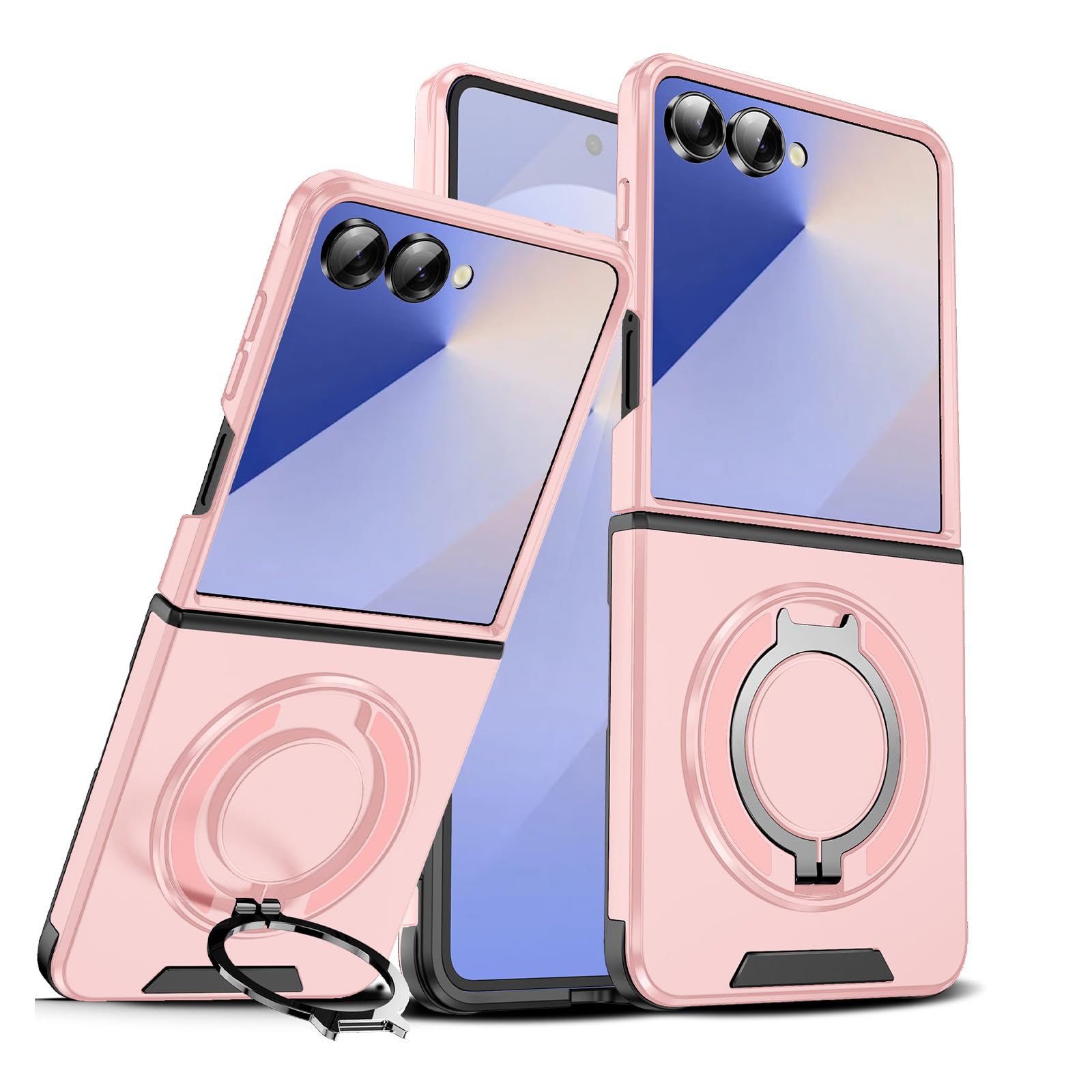 Guppy Magnetic Case for Samsung Galaxy Z Flip 7, [Compatible with MagSafe] with Magnetic Ring Kickstand 360°Rotatable Slim Shockproof Bumper Thin