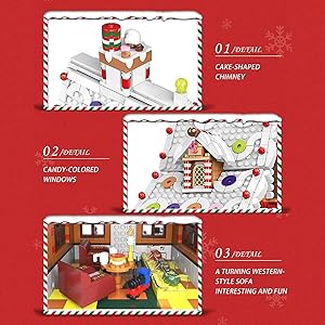 hahaspil Christmas Gingerbread House Ornaments Building Set Toys, with Led Light, for Kids, Boys, Girls & Adults, Christmas Decorations for Tabletop & Home, Advent Calendar 2025 (1620 Pieces)