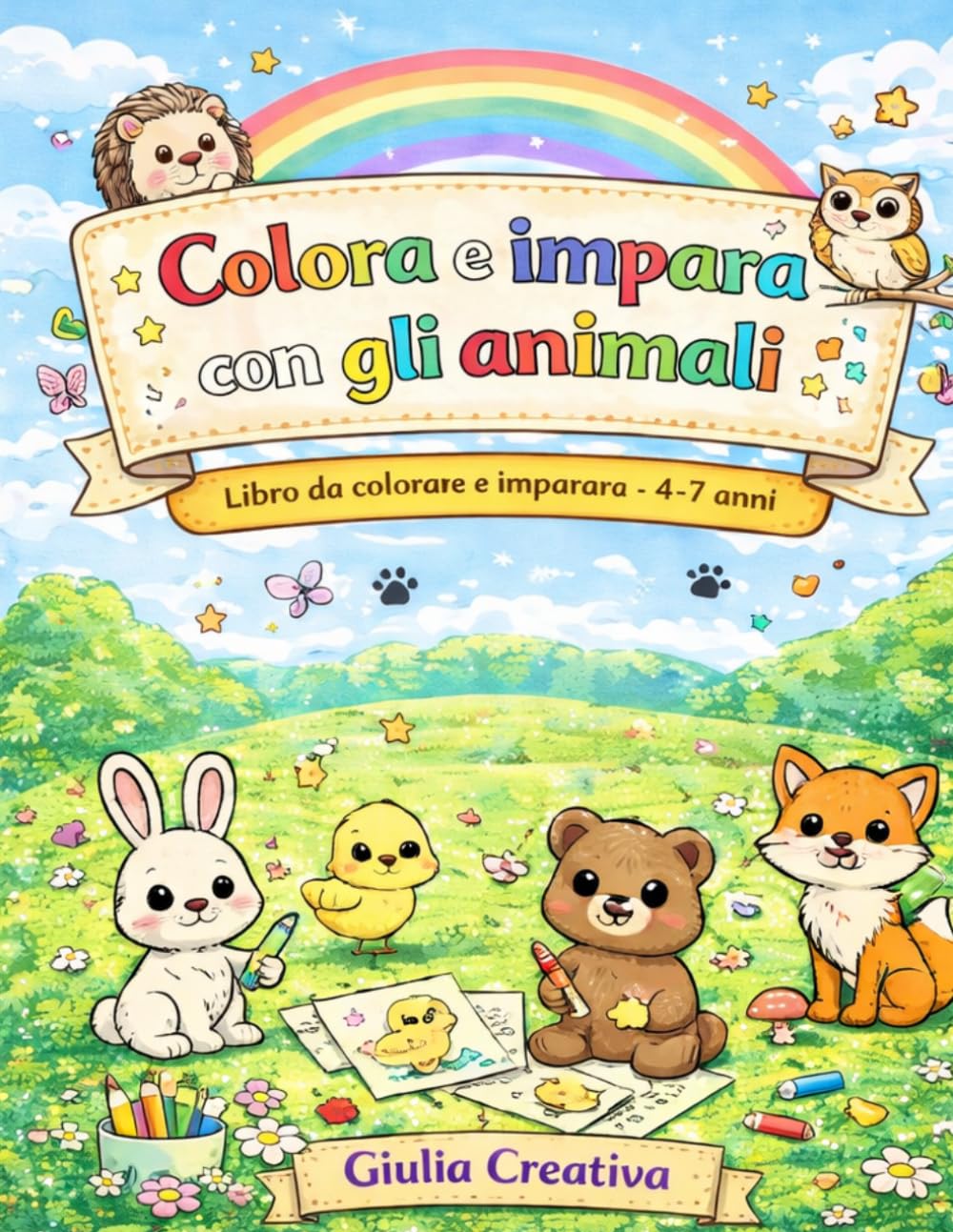 Libro da Colorare Animali per Bambini 4-7 Anni: Colora e Completa il Nome degli Animali: Gioco educativo con parole mancanti, disegni semplici e attività divertenti (Colora e Impara)