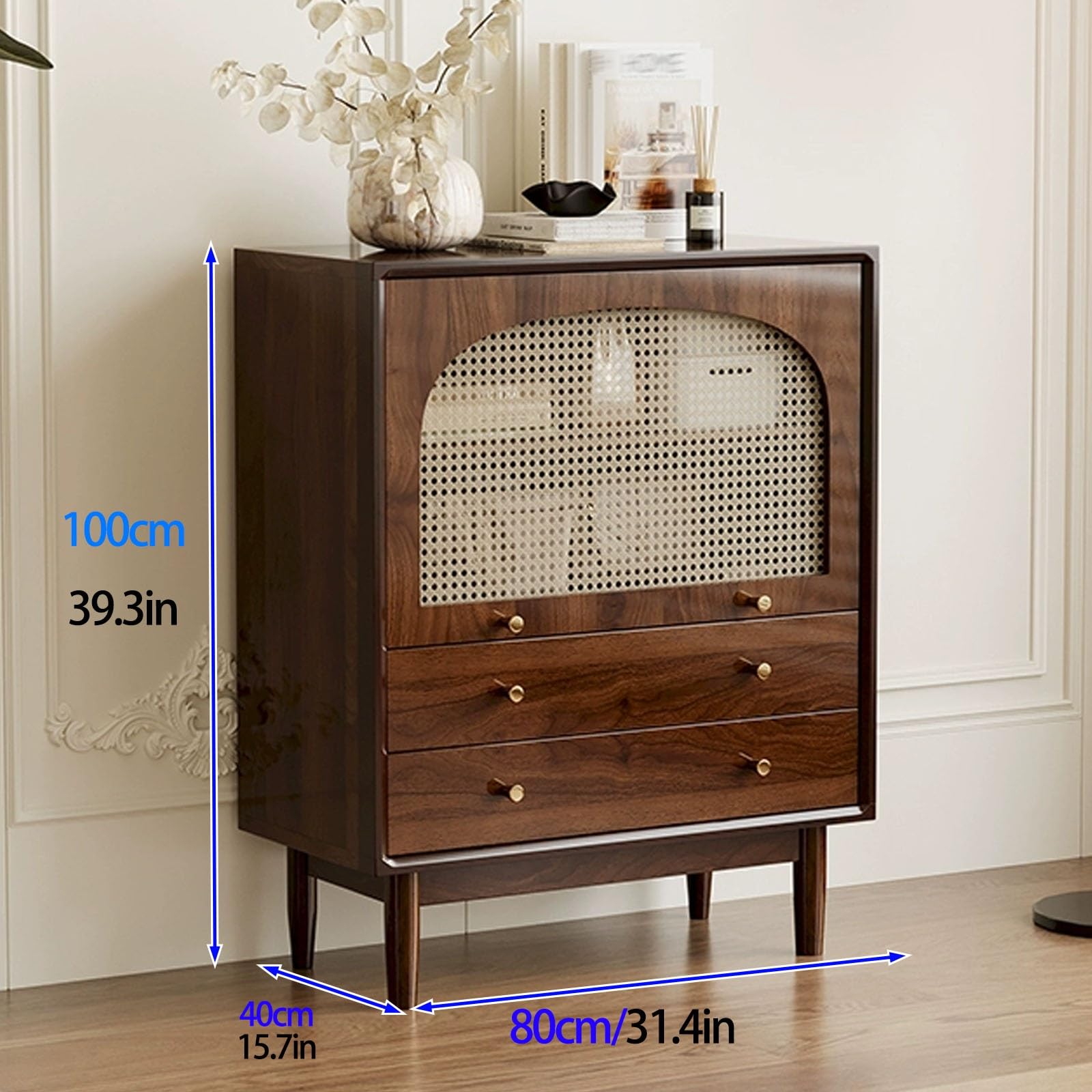 Elegante credenza da buffet con ripiani regolabili e ante in vetro, versatile credenza per sala da pranzo, cucina, ingresso, caffetteria (80 x 40 x 100 cm)