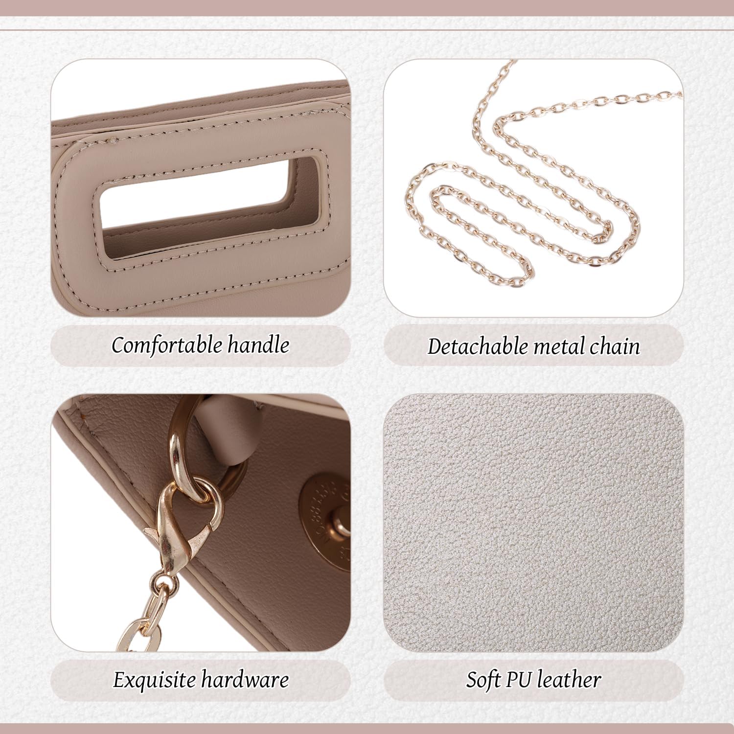 Freie Liebe Clutch Purses for Women Evening Clutch Bag Fashion Handbags for Wedding, Cocktail, Prom with Chain - Image 6