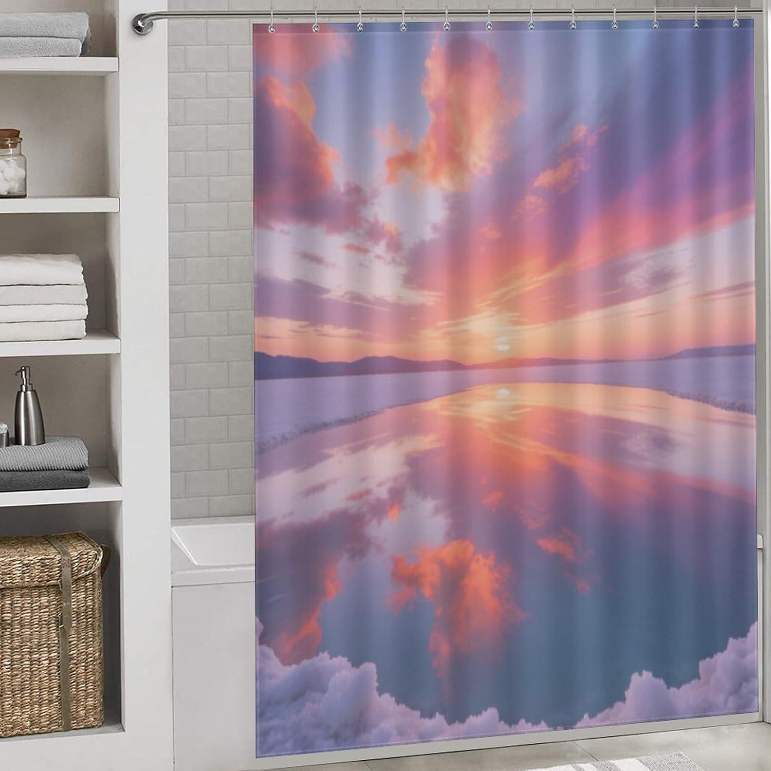 Shower Curtains Fabric Shower Curtain Liner Liner Showers Curtain Salt Lake Mirror Fire Clouds Showers Curtin Opaque for Privacy Protection Water Splash Protection High Aesthetics