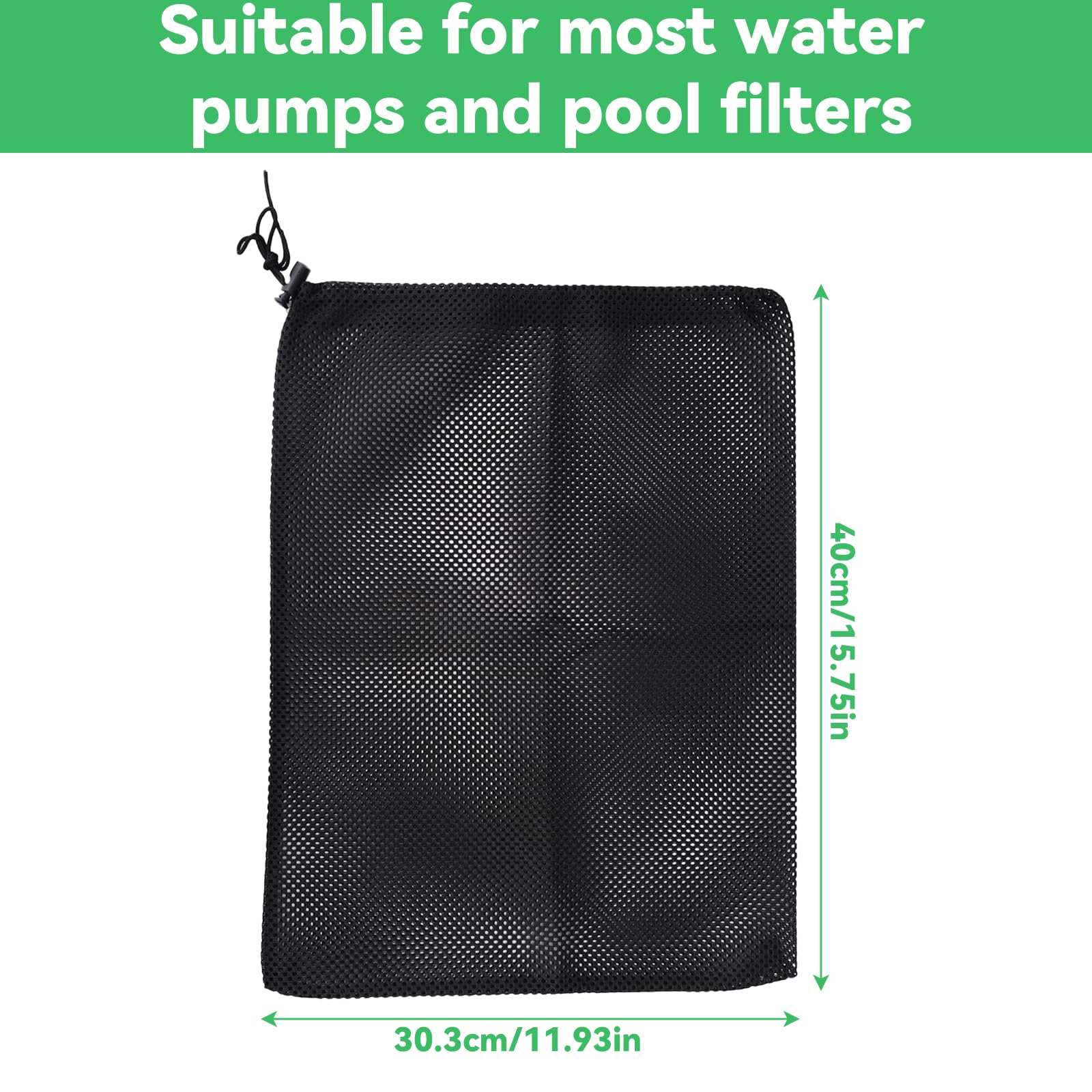 lasuroa 2pz Sacchetti Filtro per Pompa Dell'Acqua, 40x30,3cm Sacchetto Filtro Pompa Laghetto con Coulisse Regolabile per Laghetti Piscine Fontane Giardini e Acquari(Nero)