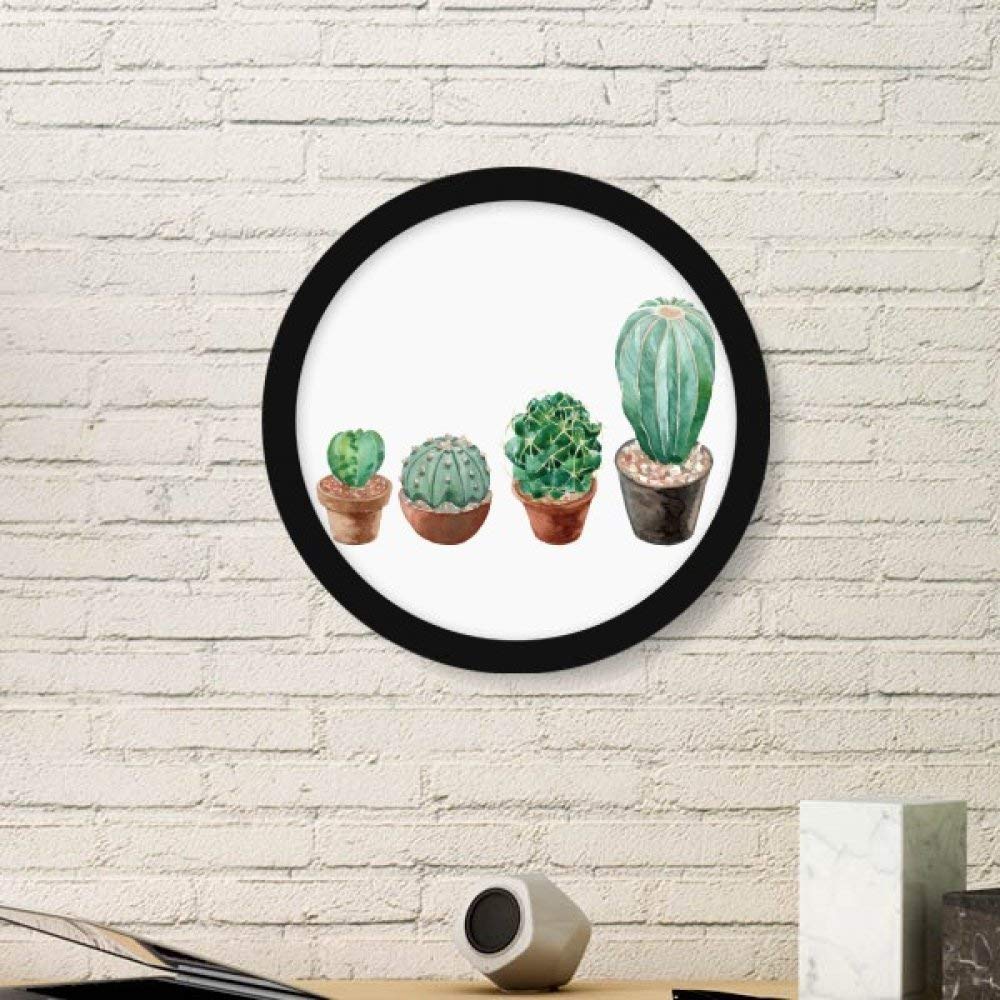 Cactus en cadre photo rond noir : la verdure sans arrosage pour votre intérieur