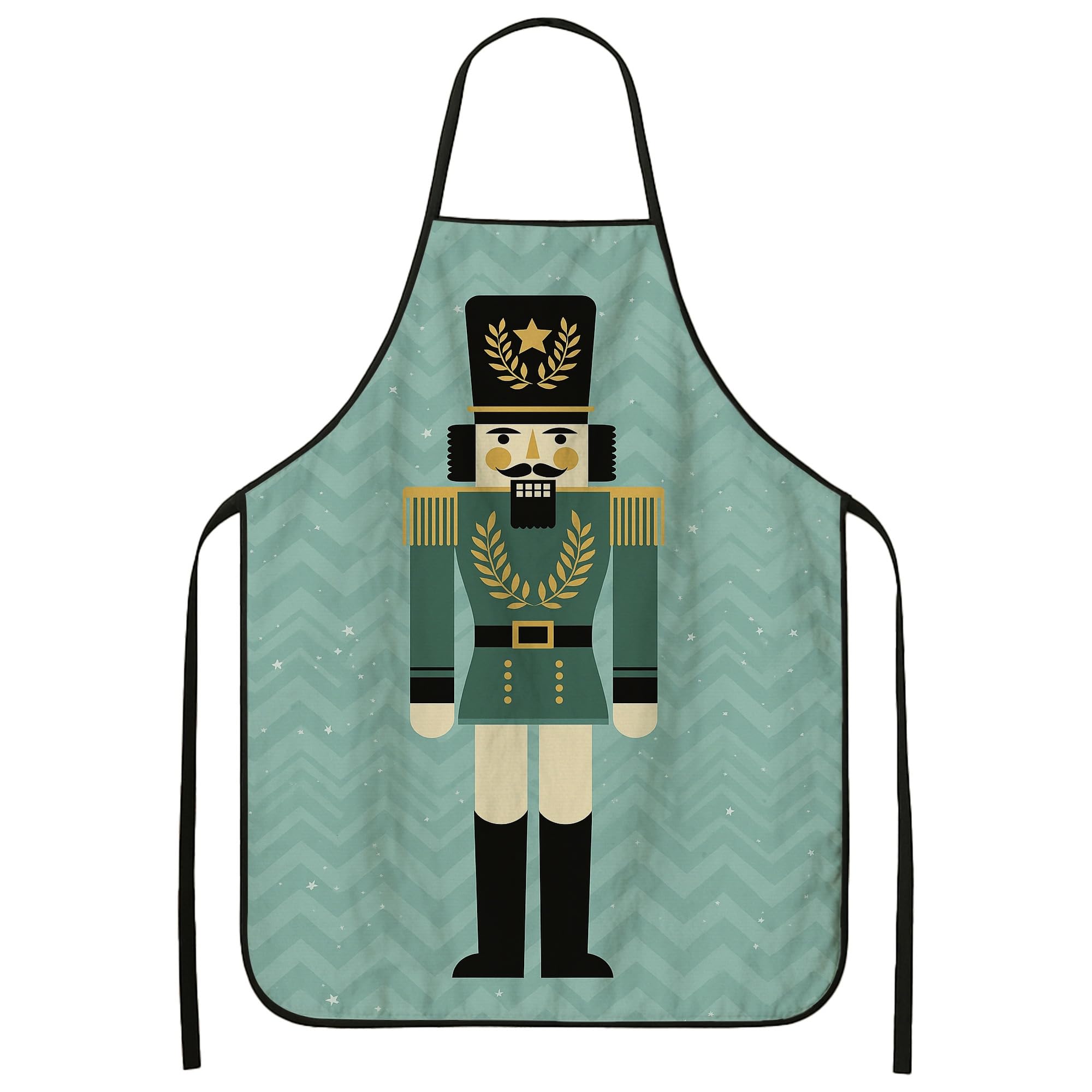 Fanciful Nutcracker Apron for Cooking, Vintage Green Kitchen Apron for Holiday Baking, Festive Chef Work and Bbq 1pcs