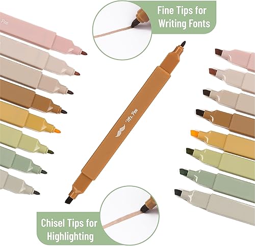Miniatura 3 de Mr. Pen - Resaltadores estéticos de doble punta, 8 piezas, cincel y puntas finas, tonos terrosos