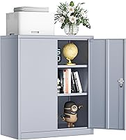 Vista 10 de INTERGREAT Gabinete de almacenamiento de metal con puertas con cerradura, gabinetes de almacenamiento de acero con cerradura con 2 puertas y Negro