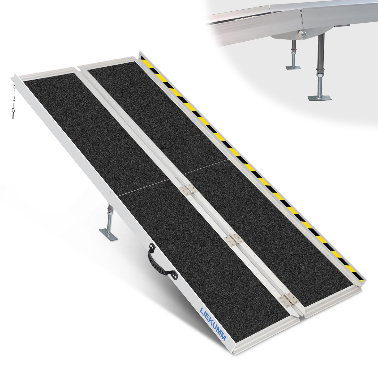 LIEKUMM Rampas para Silla de Ruedas 243 cm, Capacidad de Carga 300 kg Aluminio Rampa Antideslizante, Rampa Silla de Ruedas Portátil para Escalera, Escalon, Umbral, Menaje del Hogar