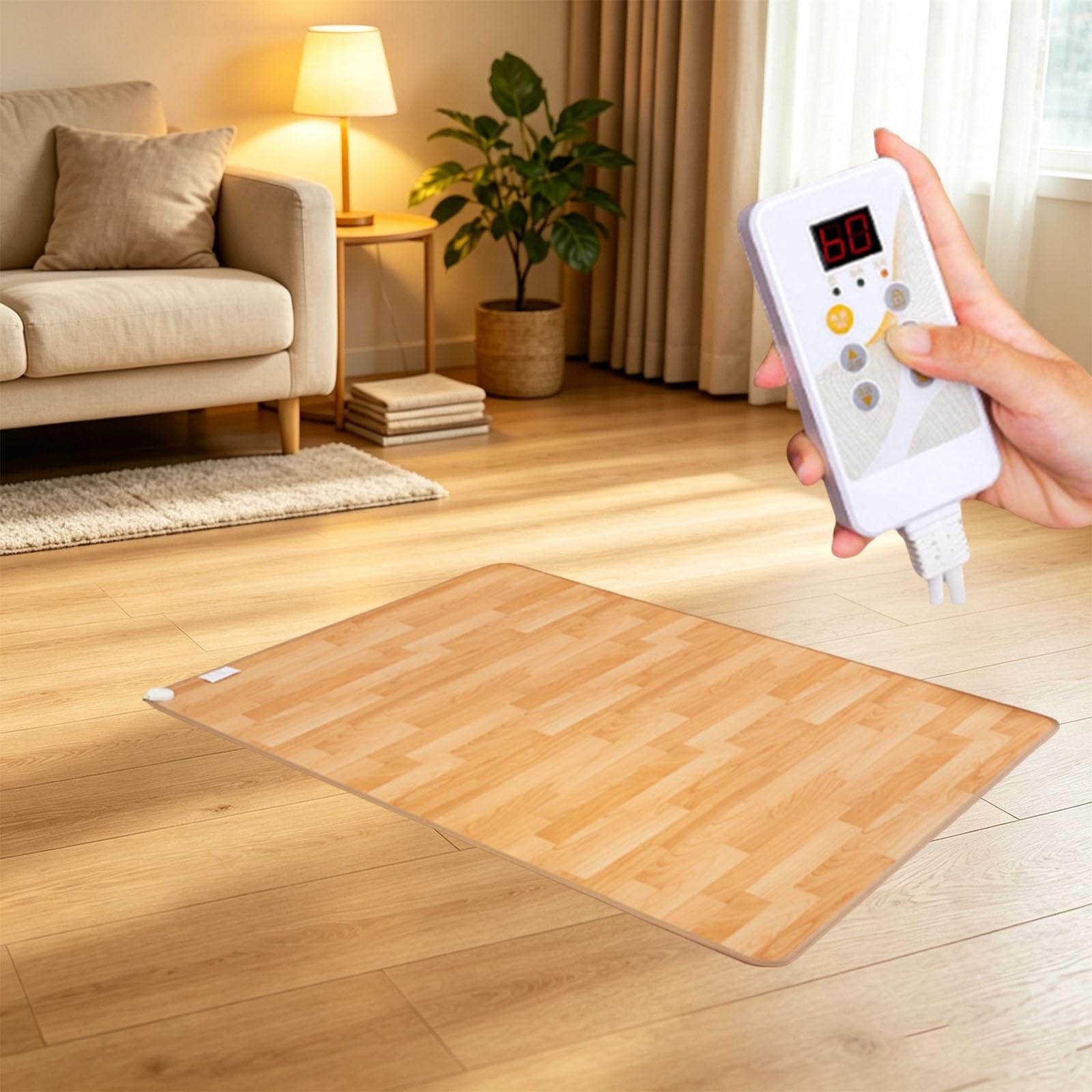 Tappeto riscaldato elettrico di grandi dimensioni, | Con temperatura e timer regolabili,tappetino riscaldante per animali domestici, per yoga, Giochi al chiuso(A,50x60cm)