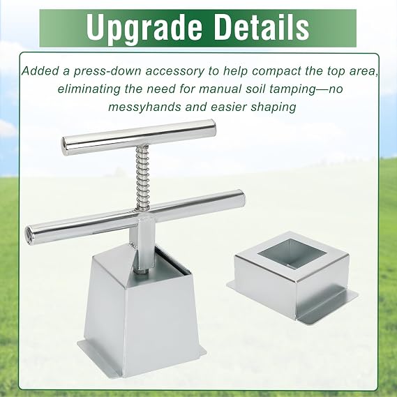 4 Soil Blocker, Seed Handheld Block Maker, Soil Blocking Tool for Seed Starting in Greenhouse, Garden, and Farm Use