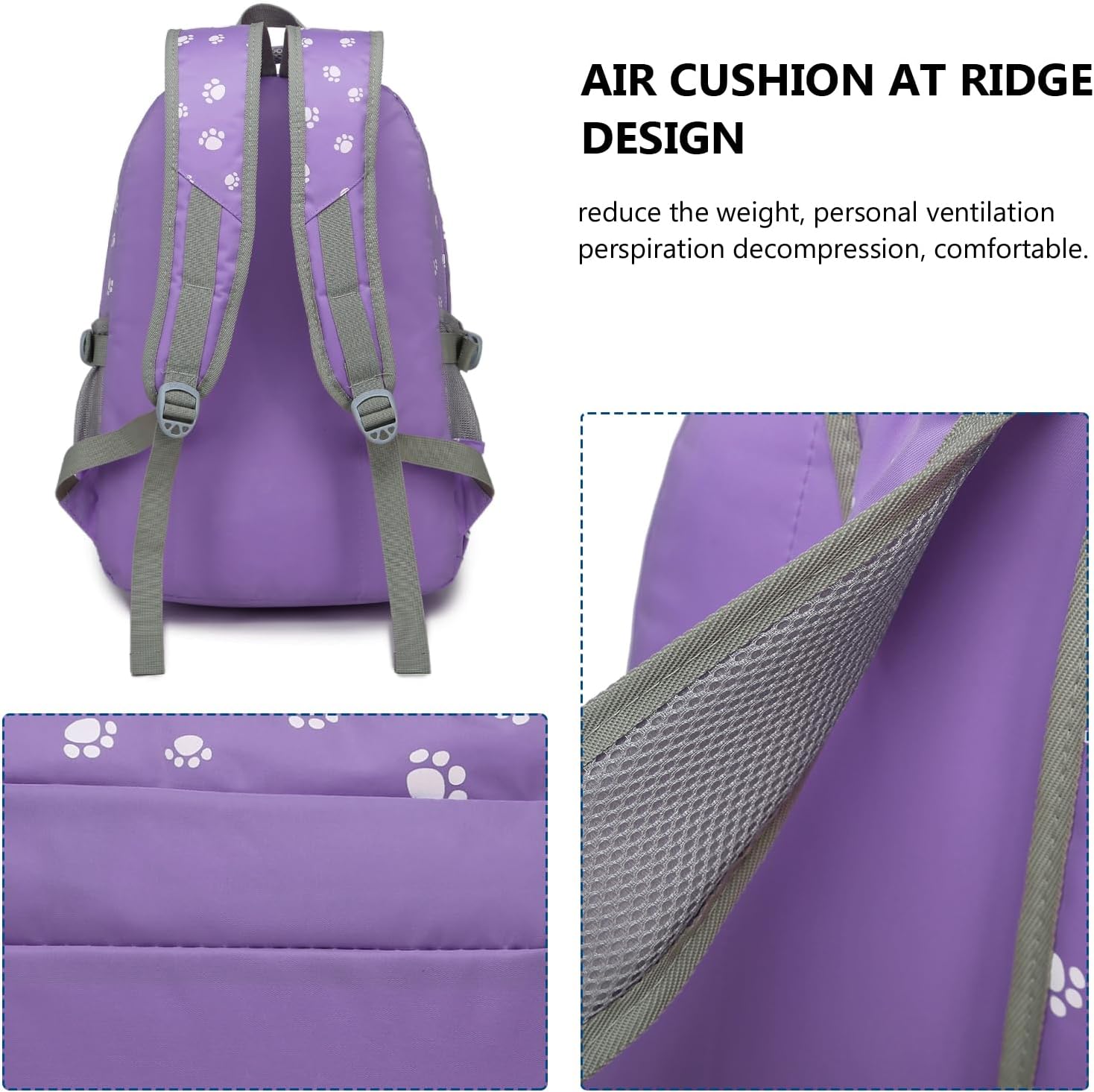 goldwheat 3Pcs Dog Paw Printed Backpack Set With Lunch-Bag For Girls Elementary Students Bookbag School-bag - Image 4