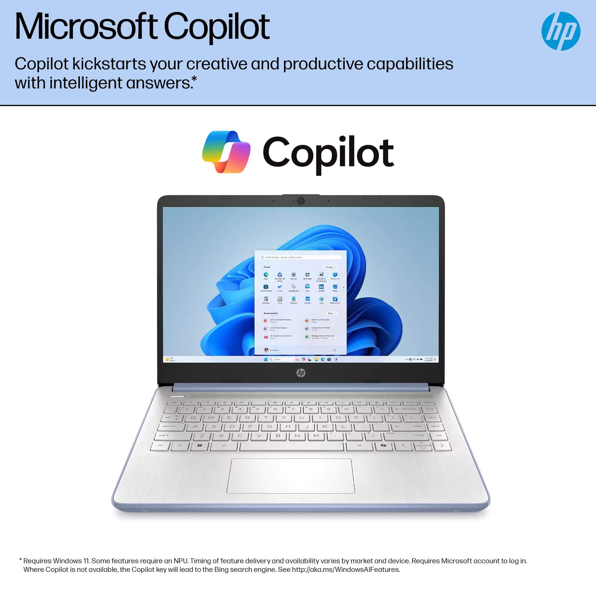 HP 14 Laptop Student Business 2025 Flagship Computer, AI Copilot, 4-Core 13th Gen Intel CPU, 16GB RAM 628GB Storage (128GB UFS+ 500GB Ext), 1-Yr Office 365, Long Battery HubxcelAccessory Win 11S Blue