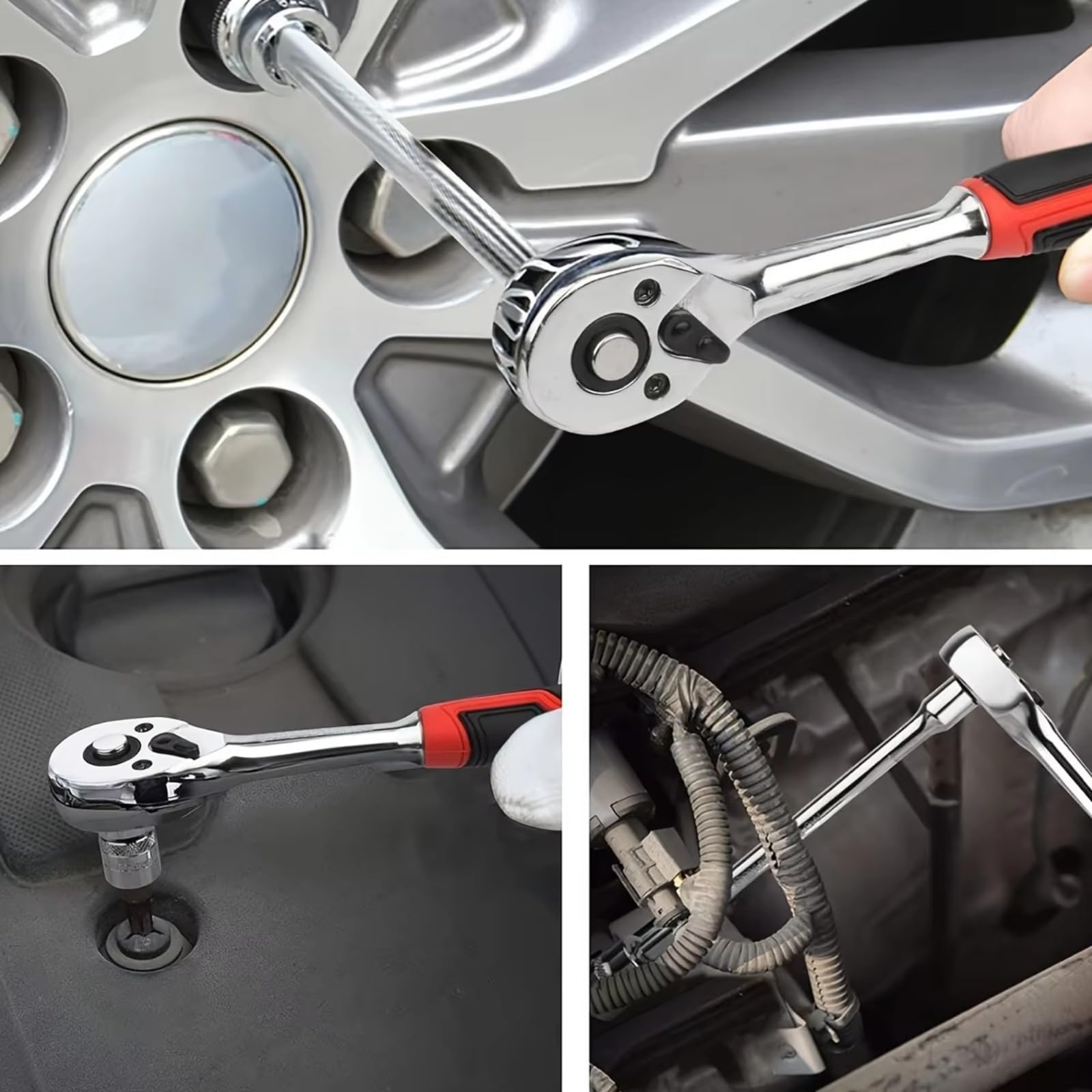Kit di chiavi a cricchetto Set Di Strumenti Meccanici E Set Di Prese Da 32 Pezzi, Bussole Profonde E Standard Da 1/2" Set Di Chiavi A Cricchetto Kit Di Strumenti Meccanici