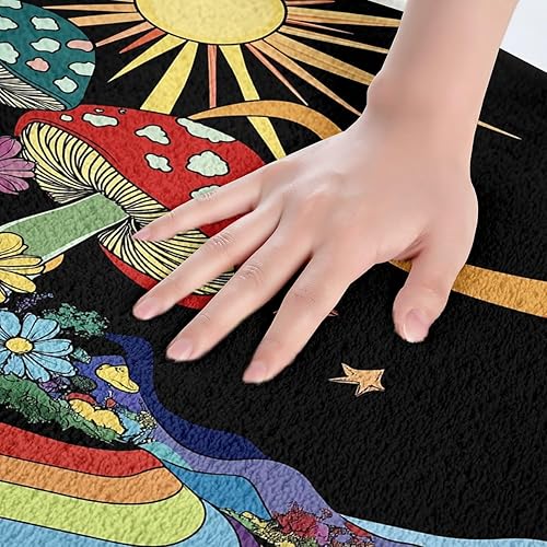 Miniatura 5 de Erosebridal Trippy - Alfombras de hongos con diseño de hongos, diseño floral, esponjosas, de arcoíris, a rayas, para interiores, de 16 x 24