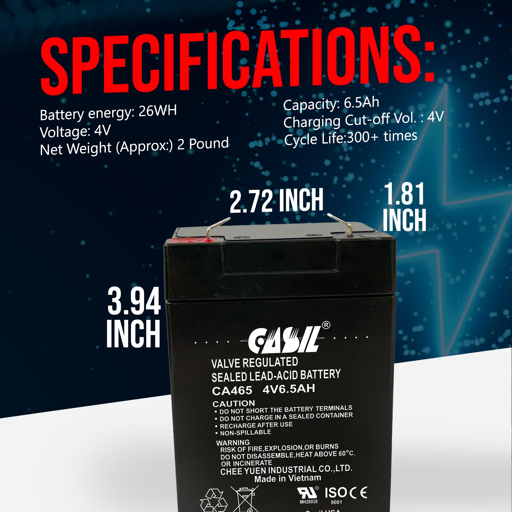 Amazon.com: Casil CA465 4v 6.5ah Battery for Resideo Honeywell