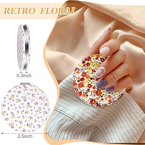 Miniatura 2 de Vicenpal 6 espejos de bolsillo con patrón de margaritas para mujer, mini espejo compacto floral para bolso, bolsas de maquillaje de viaje, portátil,