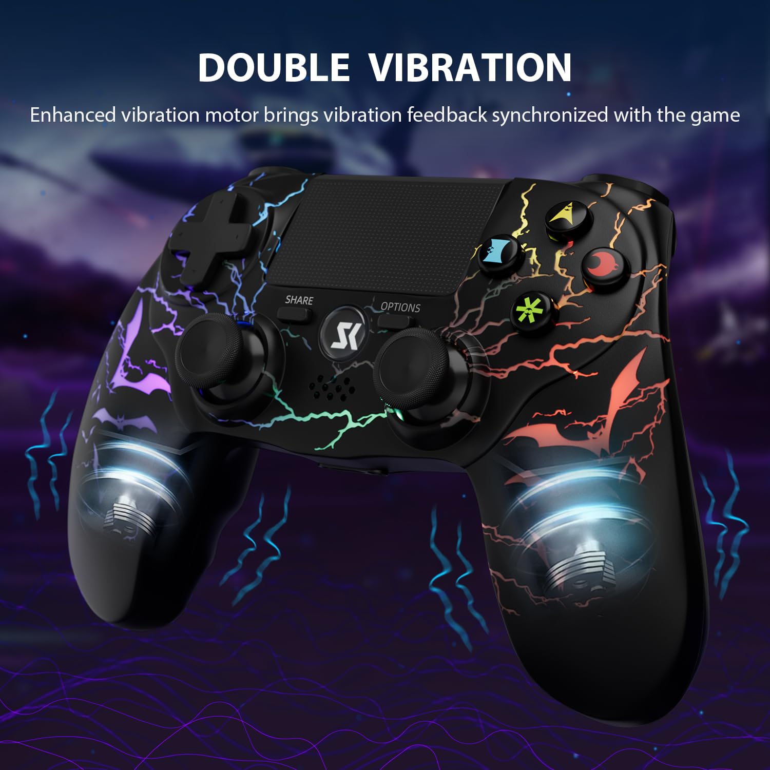 CHENGDAO 2 Pack Manette pour PS4/Pro/Slim Sans Fil, Éclairage RVB Réglable