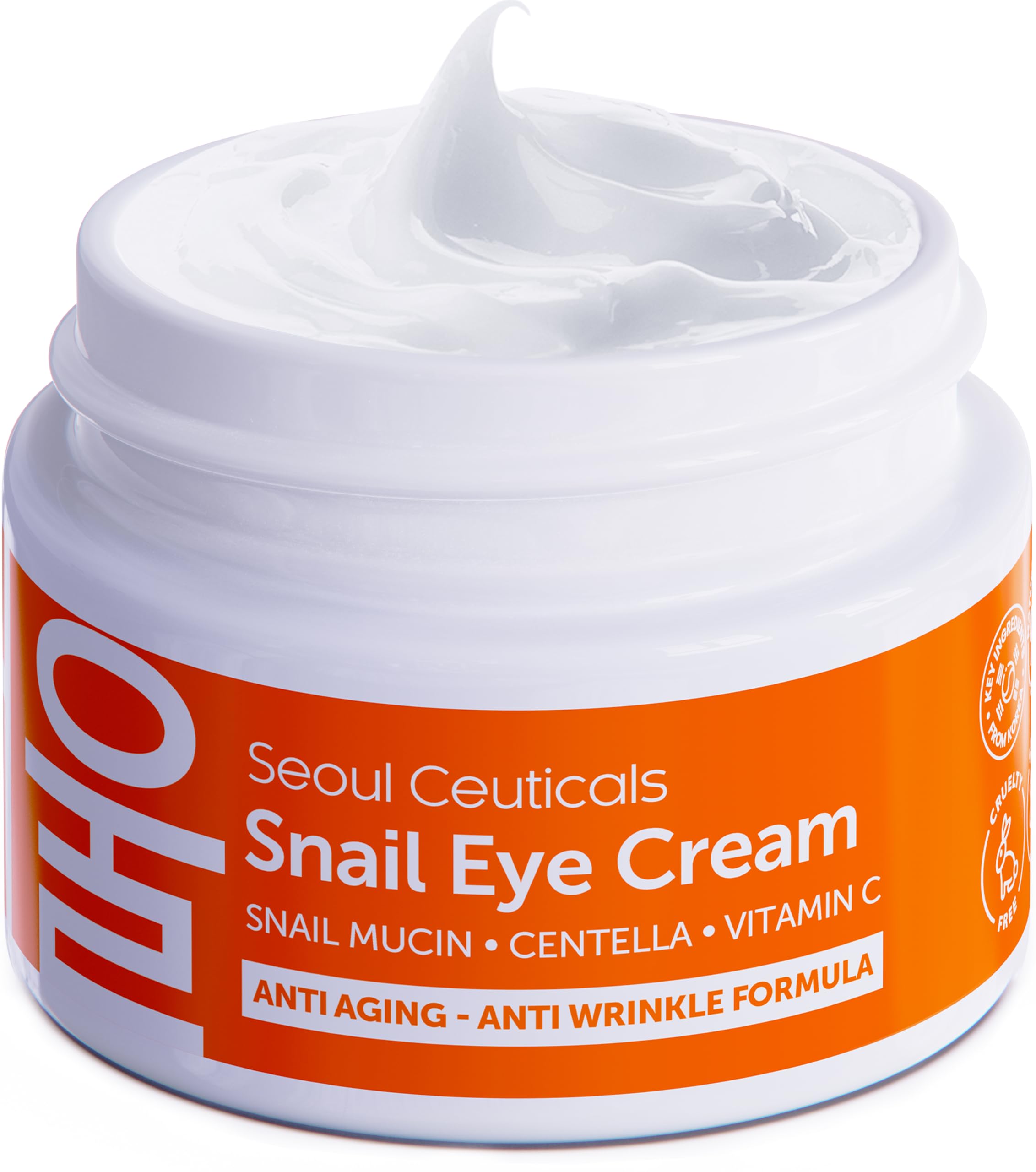 SeoulCeuticals Korean Snail Mucin Under Eye Cream – 97.5% Snail Filtrate with Centella & Vitamin C – K-Beauty Anti-Aging, Anti-Wrinkle, Dark Circles Cream – 0.5 oz