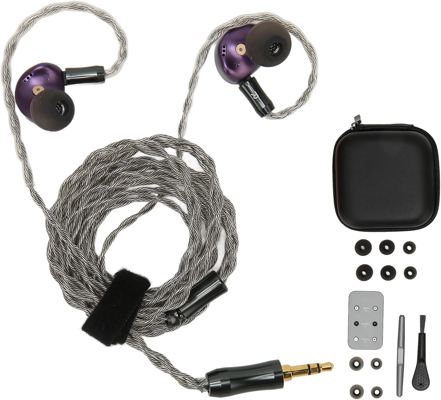 Pomya in Ear Monitor Headphones, HiFi Wired Earbuds, 13mm Dual Cavity Dynamic Driver IEM Earphones with Detachable Cable, Bass, Normal & Treble Modes for Singer Musicians Drummers DJ