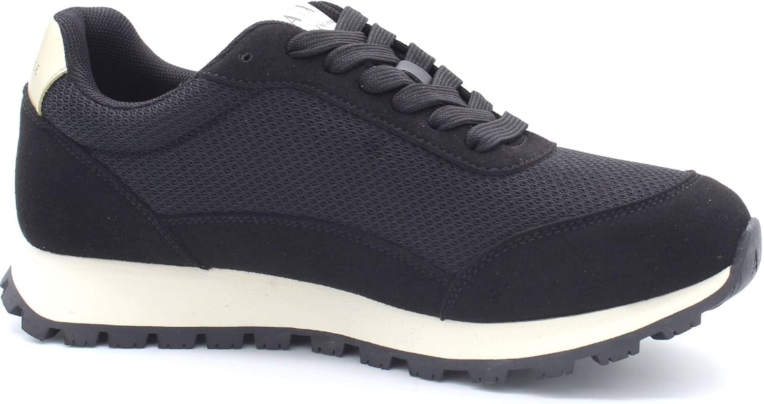 Armani Exchange Womens Microsuede Mesh Drop Sneaker