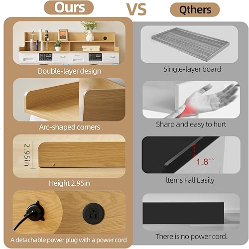 Miniatura 5 de Encimera para lavadora y secadora de 54 pulgadas de ancho x 27.5 pulgadas de profundidad, mesa de lavandería de doble capa con enchufe de