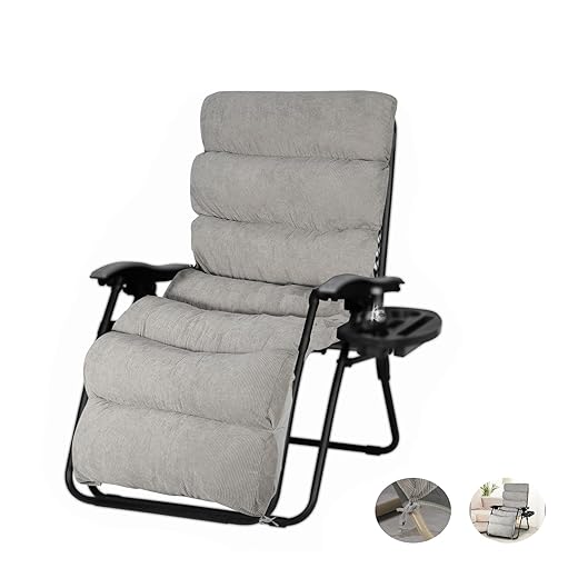 REDCAMP Chaise Lounge Cushion for Patio Furniture,67 inch Zero Gravity Cushion Comfortable Thicker for Indoor Home Office or Outdoor Use,Gray