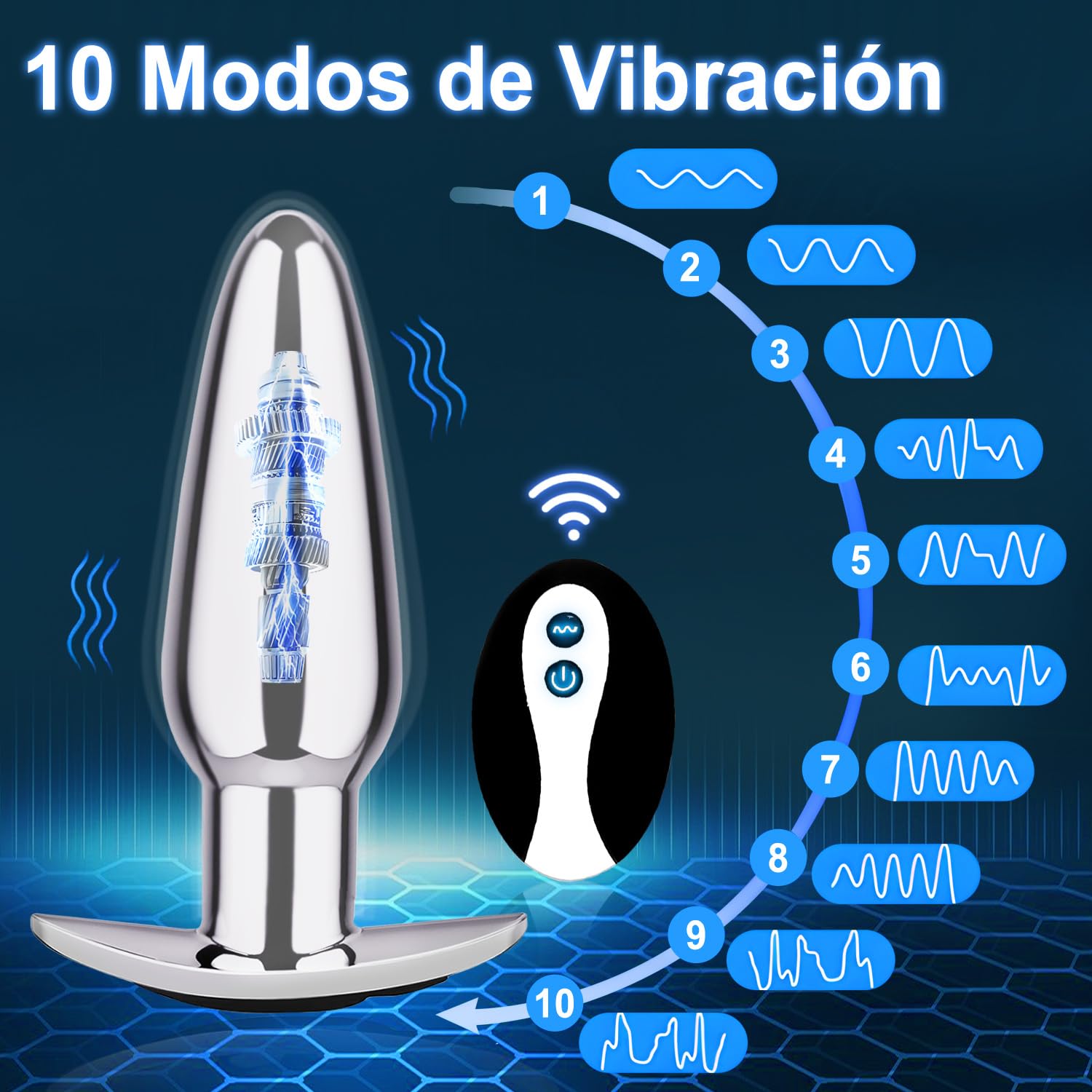 Vibradorador Mujer Plug Anal Vibrador Mando Distancia Plug Anales,Con Vibración Consoladores.. para Hombre Juguetes Eroticos para Pareja Sexuales Juguetes Sensuales Pareja Sexo 10 Modes(argenteo)
