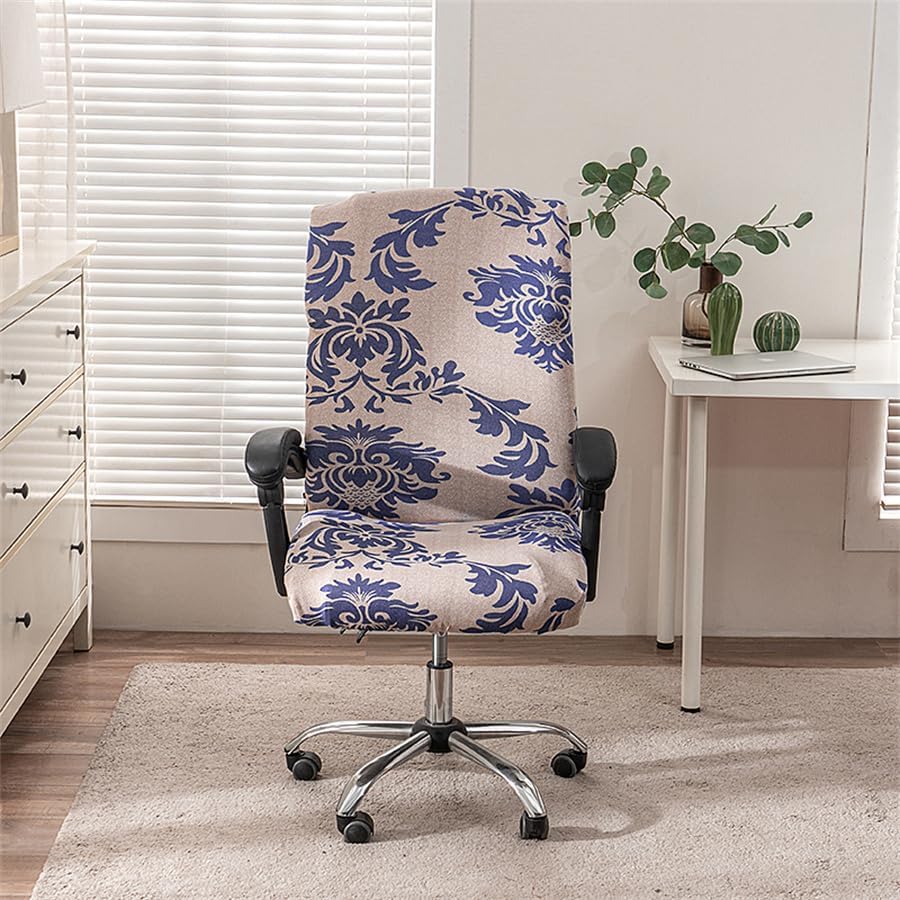 Miniatura 2 de Funda elástica para silla de computadora con estampado, fundas duraderas con cremallera para silla de oficina, fundas elásticas para silla de