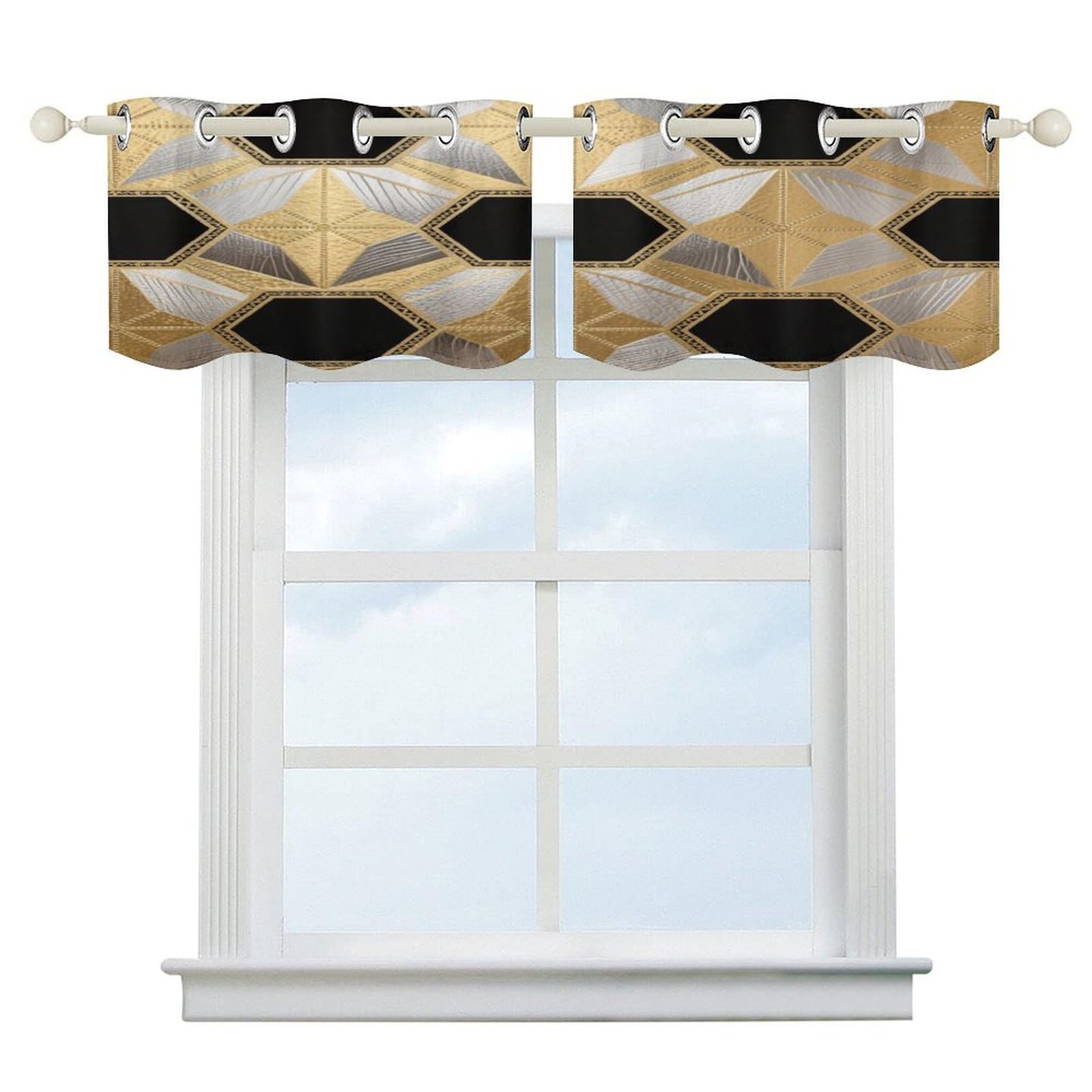 Fekiloot Style Geometry Short Curtains Valance Curtain
