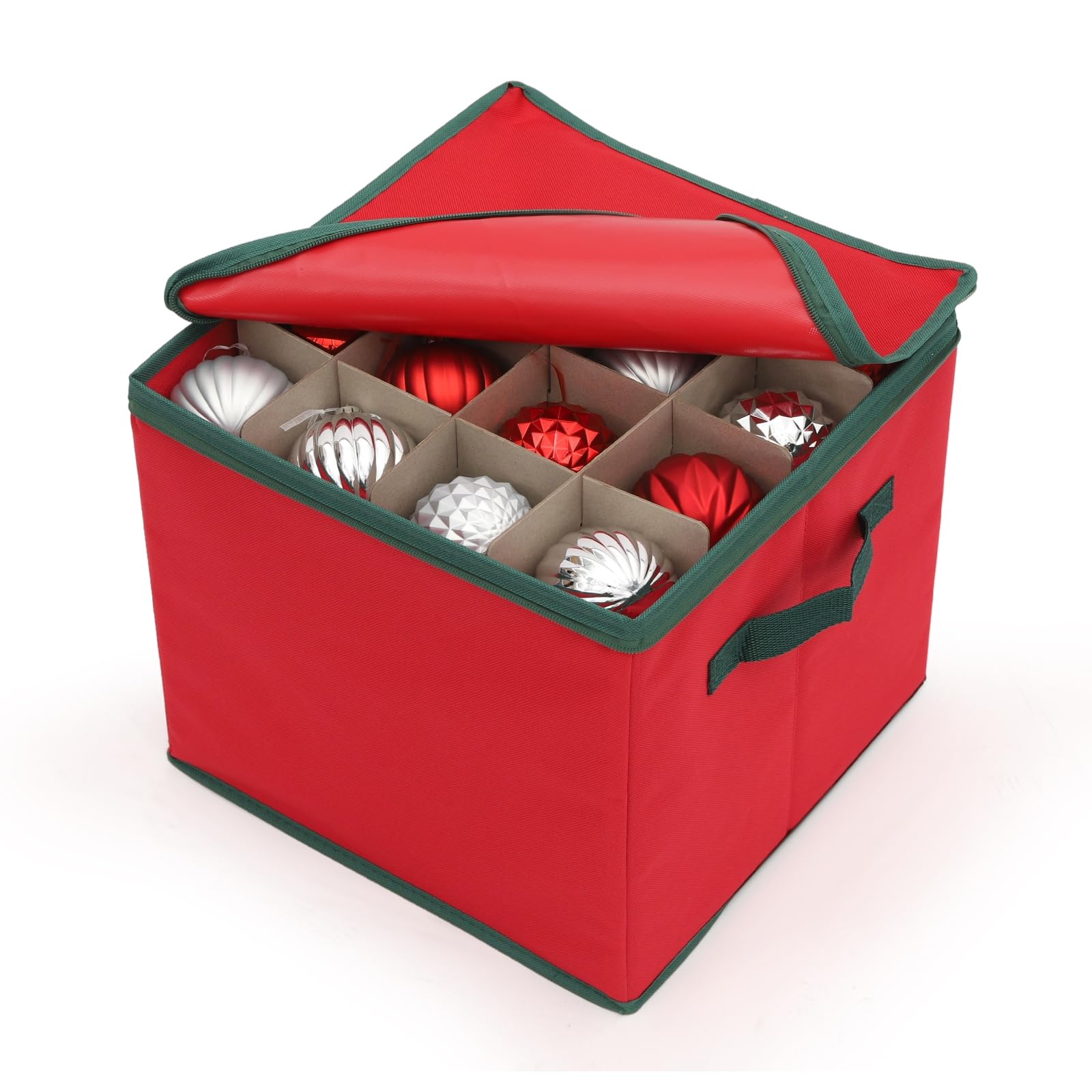 SALCAR Weihnachtskugel Aufbewahrungsbox mit 64 Fächern stabile Kartontrenner, praktische Aufbewahrungskiste für Christbaumschmuck und Weihnachtsdeko