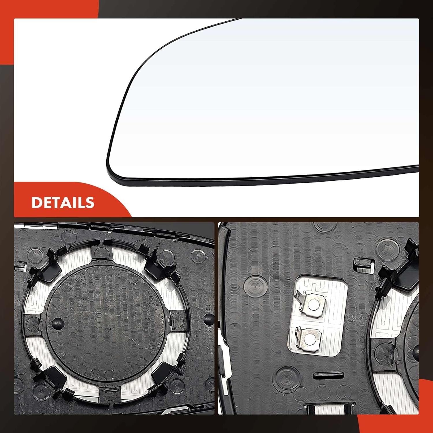 A-Premium Left Driver Side Heated Mirror Glass with Backing Plate - Compatible with Chevrolet Malibu 2008-2012 & Saturn Aura 2007-2009 - Exterior Side View Flat Mirror