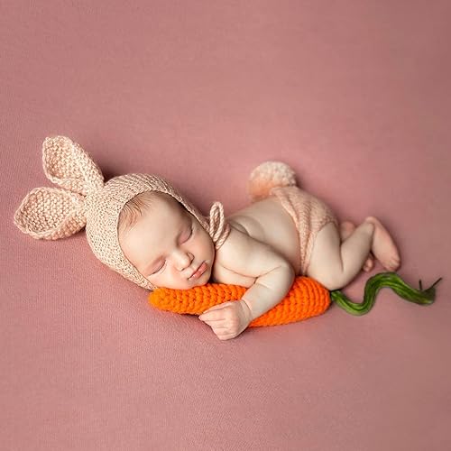 Miniatura 2 de KHC-KHF Disfraz de fotografía para recién nacido, traje de conejito para sesión de fotos, traje de conejito de ganchillo, accesorios de fotografía