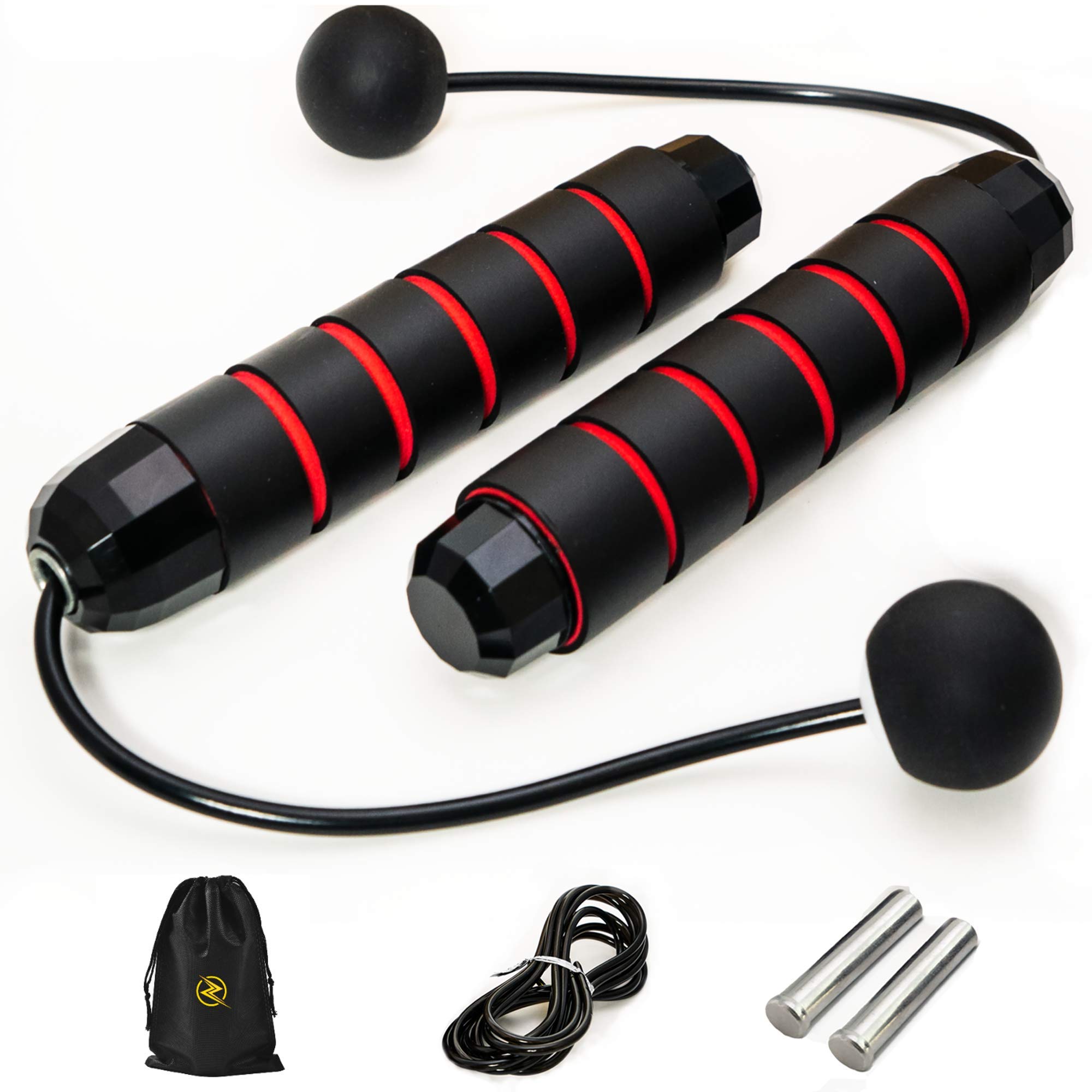 ZAP FITCordless Jump Rope Weighted Handles + Adjustable Speed Cable | Weighted Ropeless Jump Rope for Weight loss, Fitness, Exercise | Weighted Bod Rope Beachbody for Home and Outdoor Workout