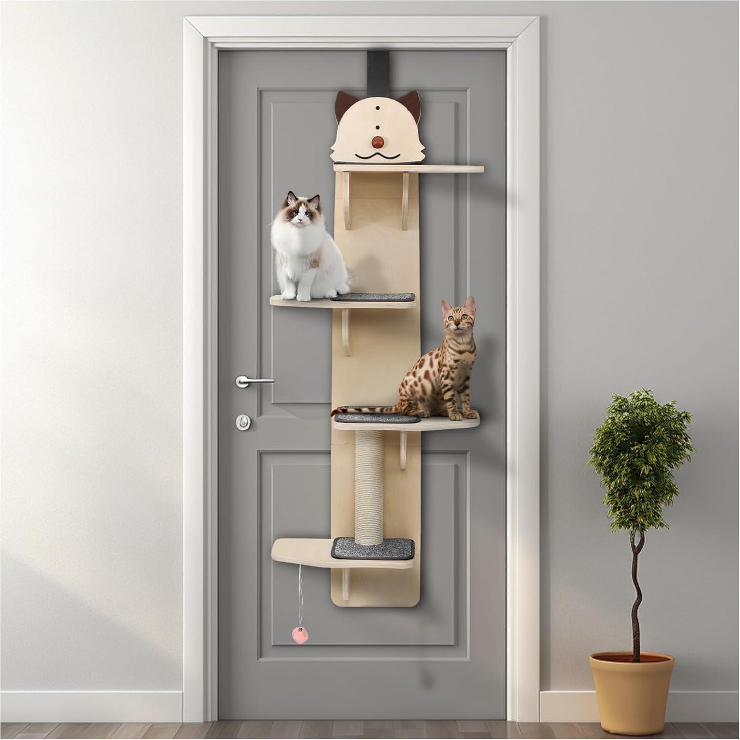 Sammery Cat Tree, 4 Tier Door Hanging Cat Climber,Suitable