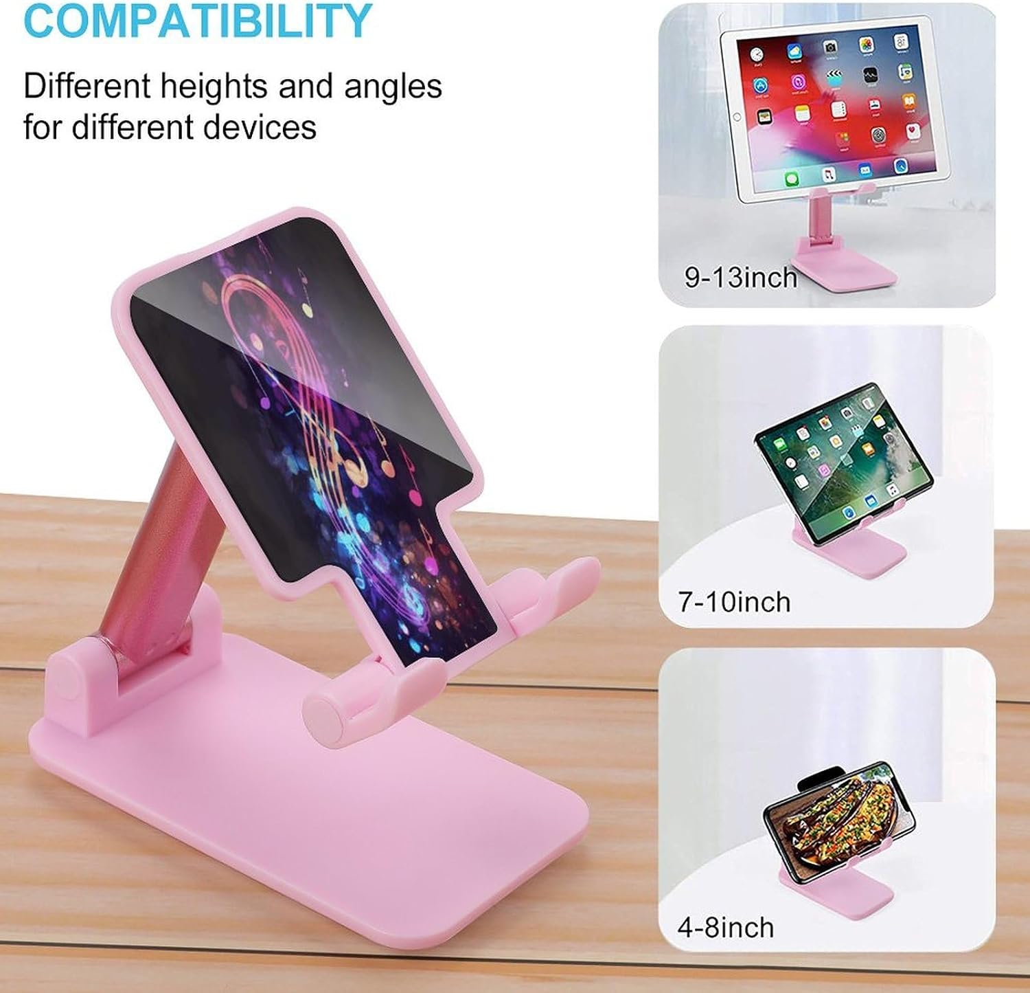 Colorful Galaxy Music Note Folding Cell Phone Stand for Desk image 3