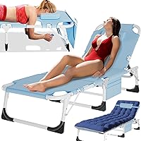 Vista 19 de MOPHOTO Silla Tumbona Plegable de 5 Posiciones, Catre Plegable, Sillas Tumbonas de Patio Resistentes para Exteriores, Junto a la Piscina, Playa