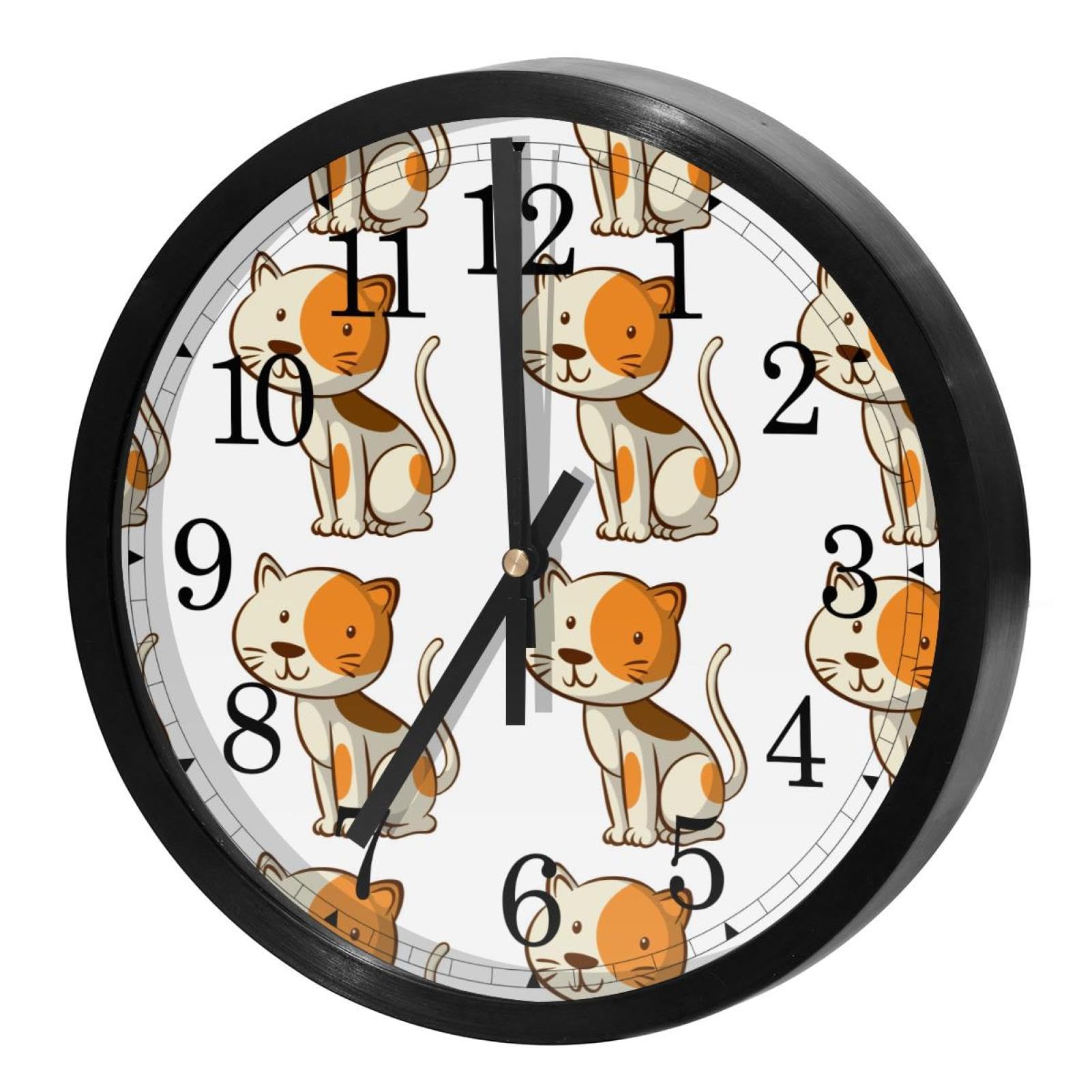 Horloge murale sans tic-tac à piles pour maison école et bureau motif chat