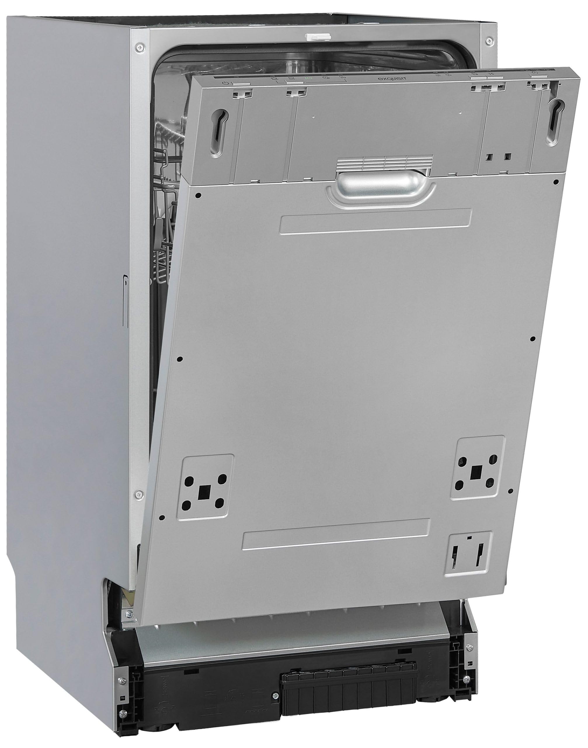 Exquisit® Lavavajillas 45Cm, Clase E, Interior Inox, 9 Servicios, 5 Programas, Inicio Diferido, Función Media Carga, Cesto Regulable, Consumo 70 kWh/100ciclos, Medidas 81,5x44,8x55 Cm.
