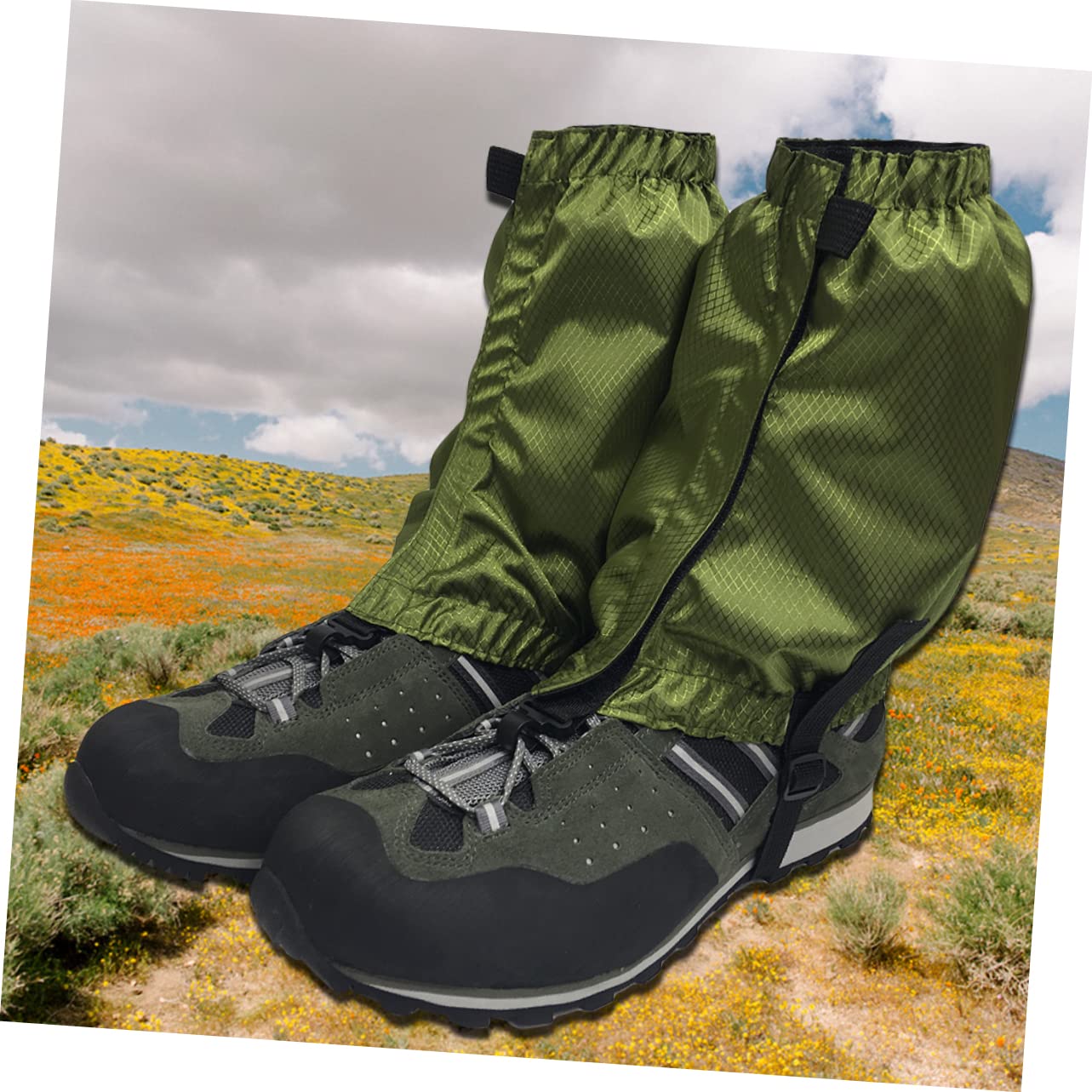 KOMBIUDA 3paia Ghette Ankle Impermeabili Regolabili per Escursionismo e attività Outdoor Ghette Leggere Traspirante per Neve e Pioggia Verde Scuro