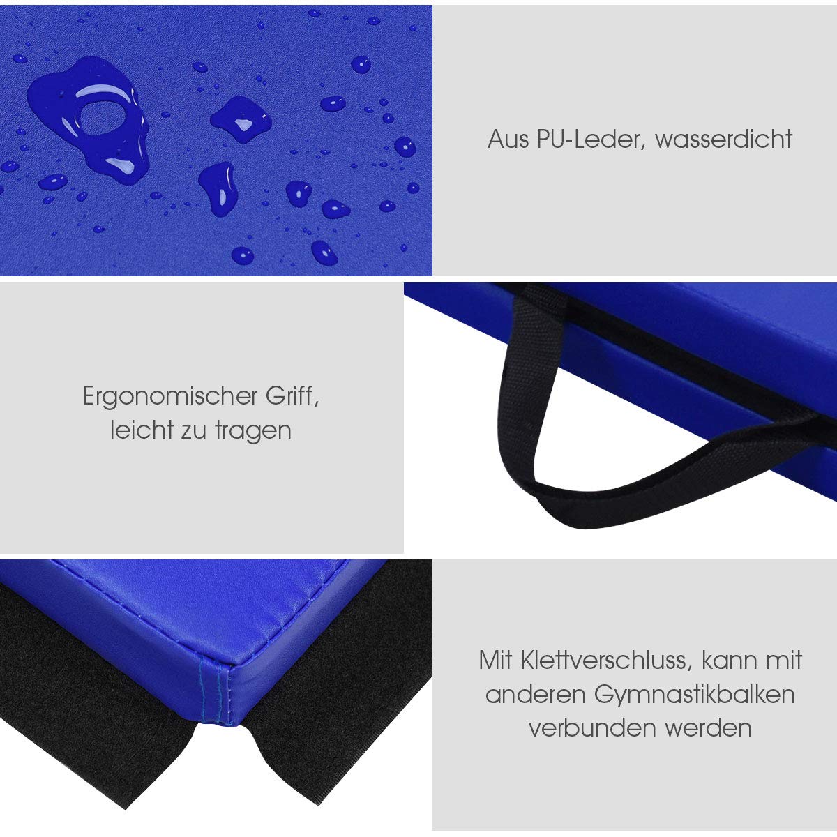 DREAMADE Klappbare Weichbodenmatte, Gymnastikmatte Yogamatte 180x60x4cm, Fitnessmatte Turnmatte mit Klettverschluss und 2 Griff, Sportmatte Trainingsmatte für Zuhause Fitnessstudio